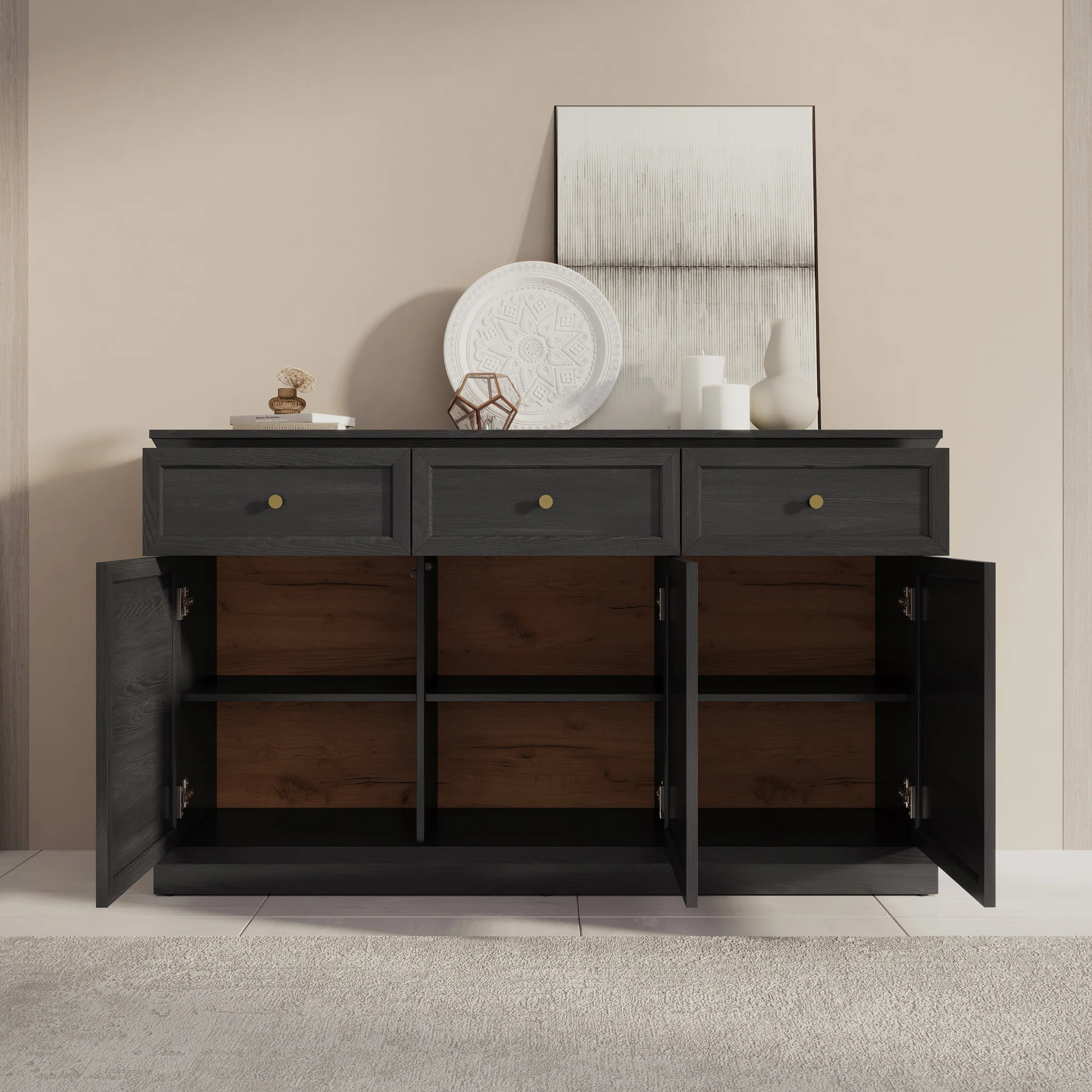 Leroy - Dressoir - Zwart - 146x40x86 cm - Image 2
