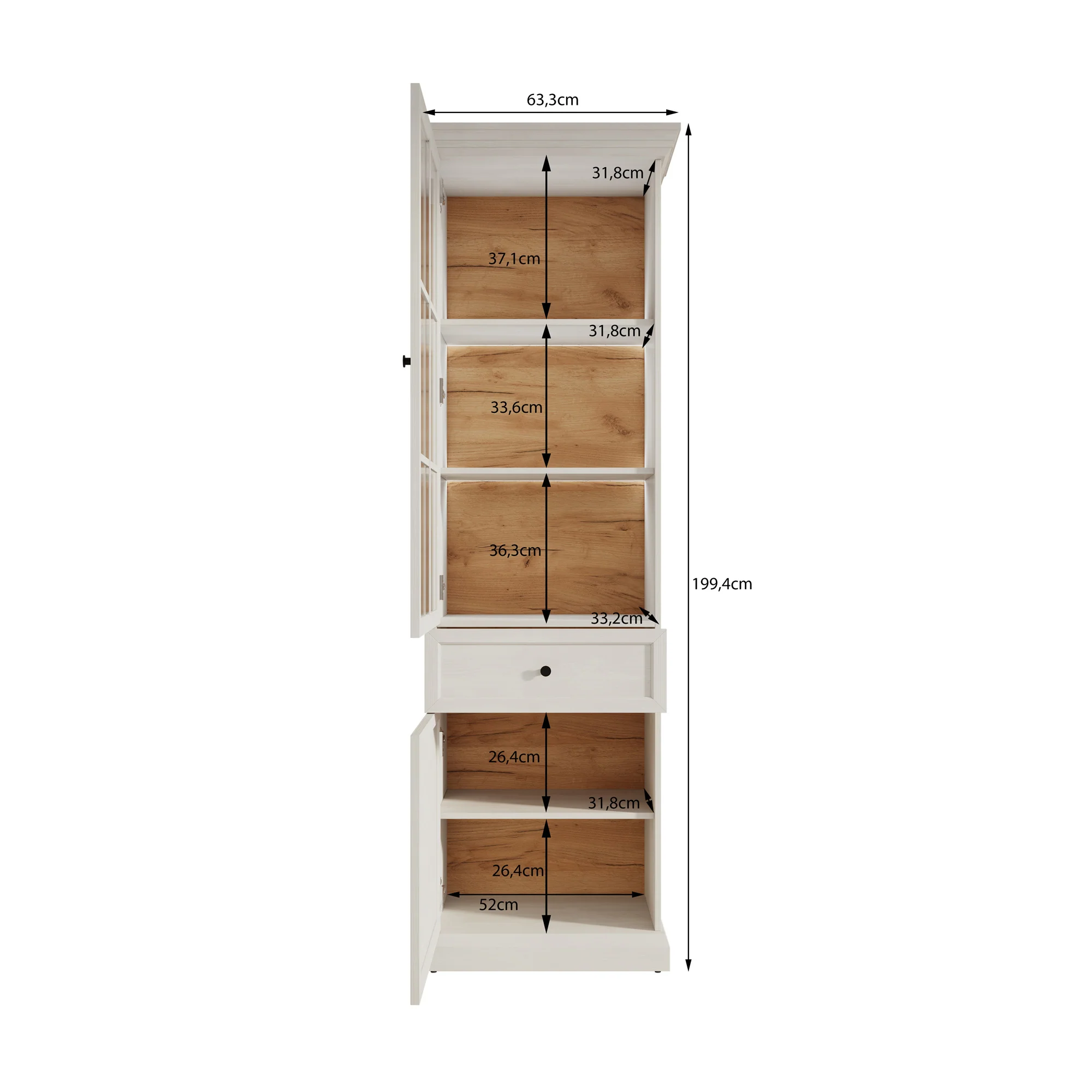 Leroy - Vitrinekast - Zwart - 63x41x199 cm - Image 5