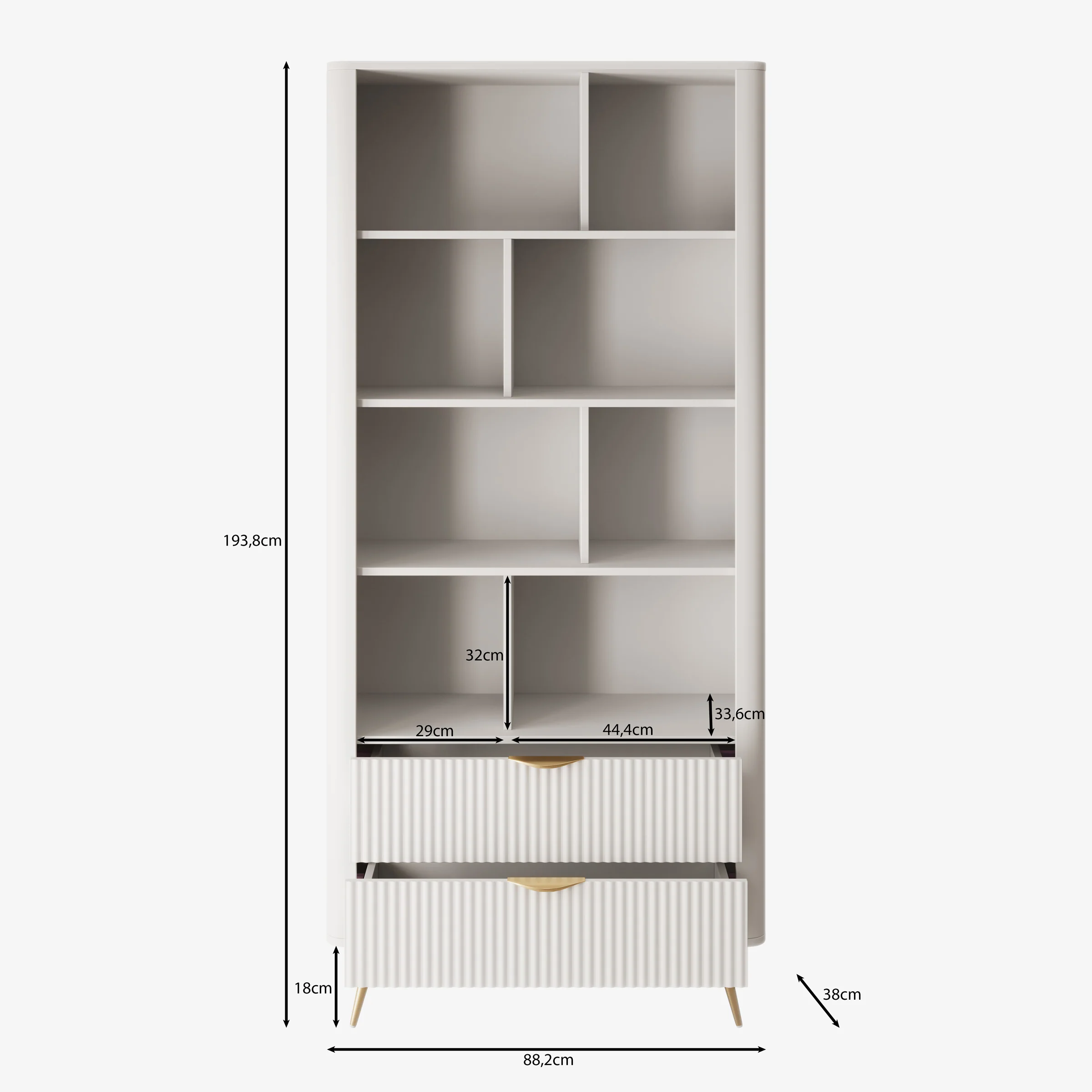 Lima - Boekenkast - Wit - 88x38x194 cm - Image 5