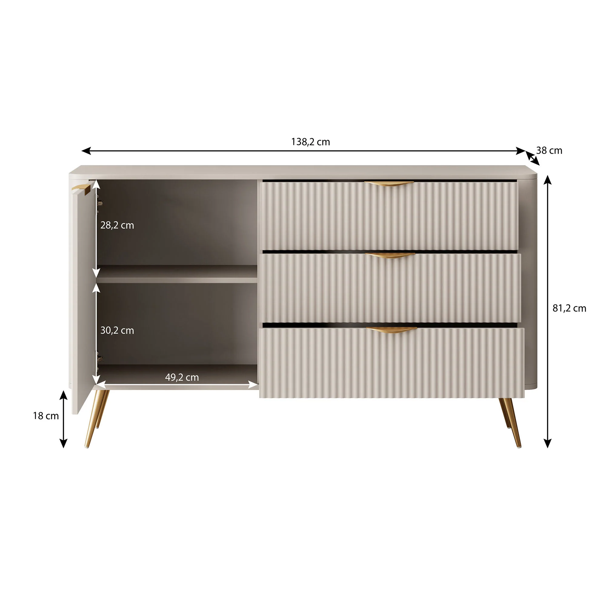 Lima - Dressoir - Beige - 138x38x81 cm - Image 5