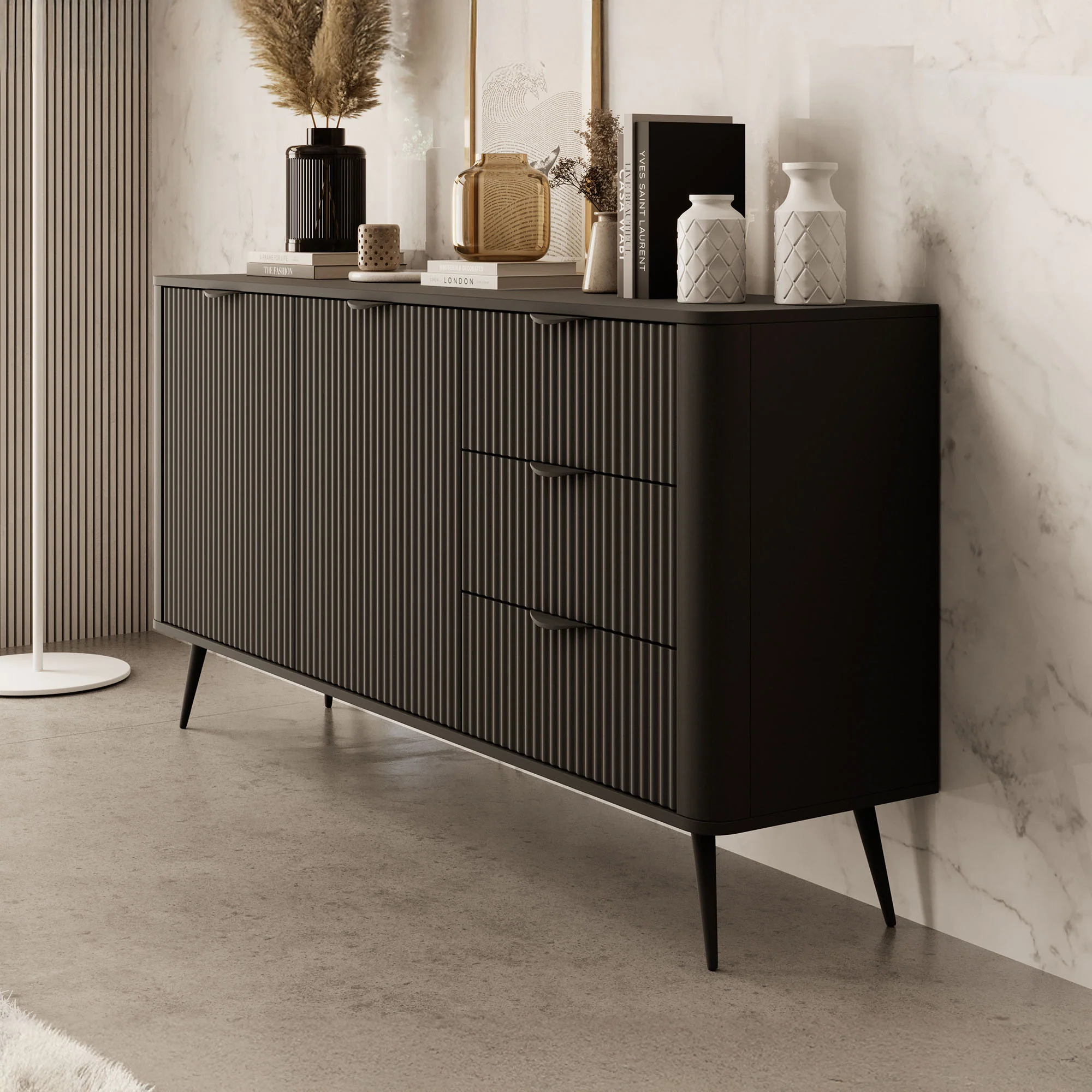 Lima - Dressoir - Zwart - 163x38x81 cm - Image 4