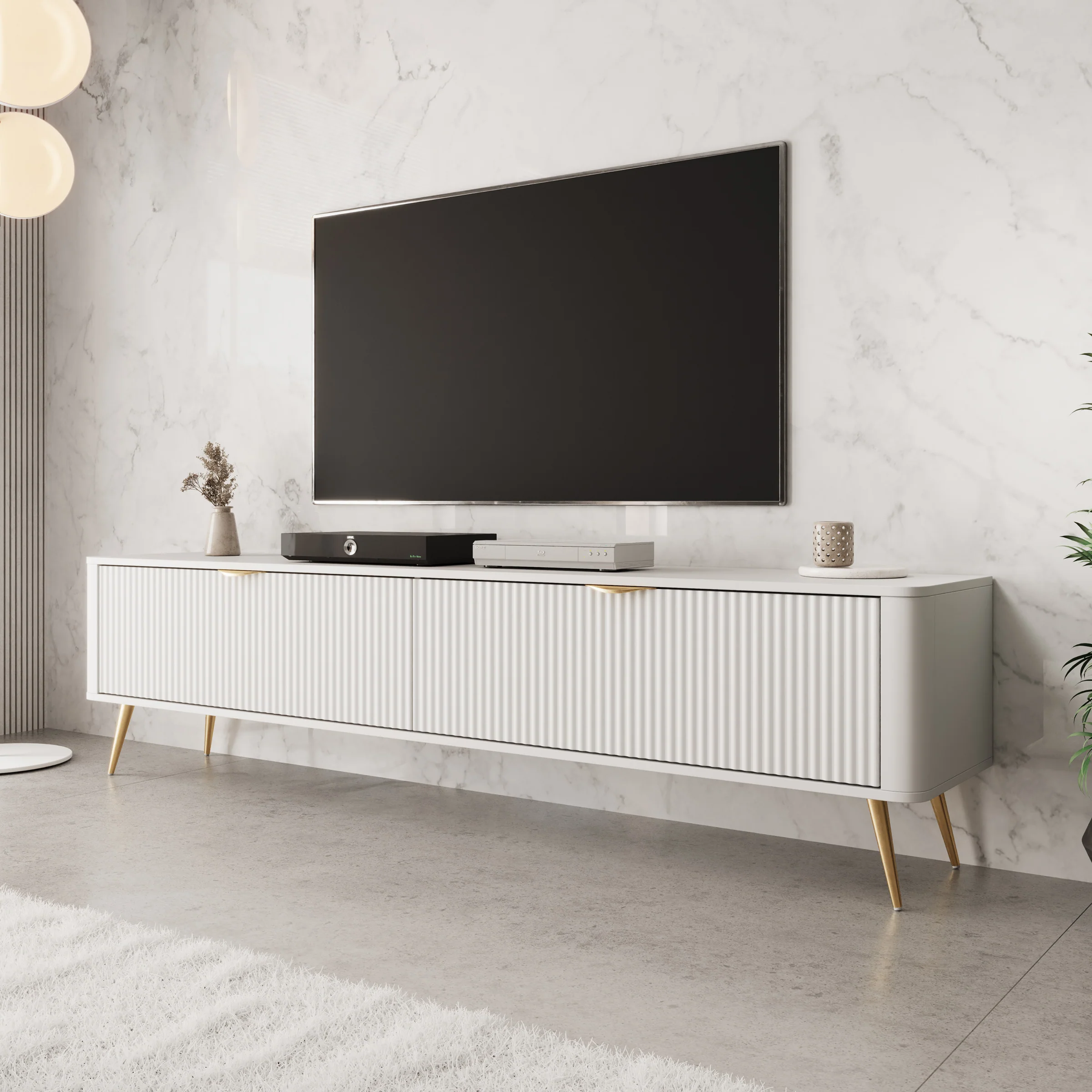 Lima - TV-Meubel - Wit - 200x38x51 cm