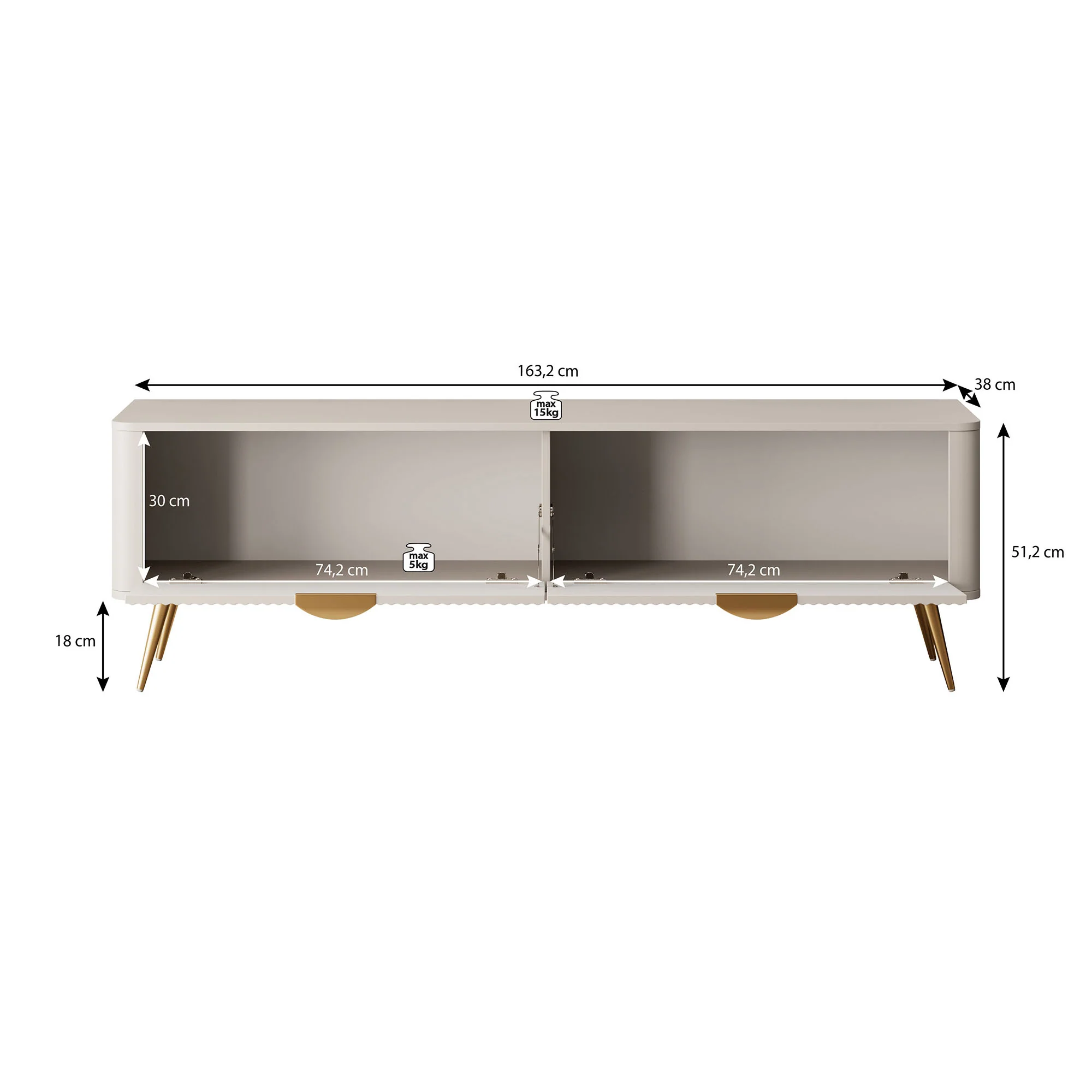 Lima - TV-Meubel - Zwart - 163x38x51 cm - Image 5