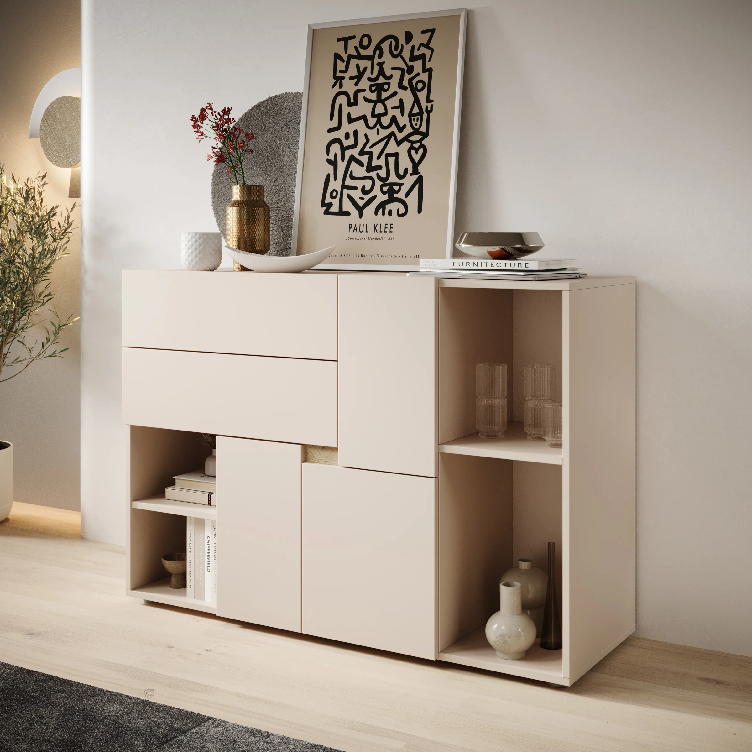 Lombok - Dressoir - Beige - 120x42x84 cm