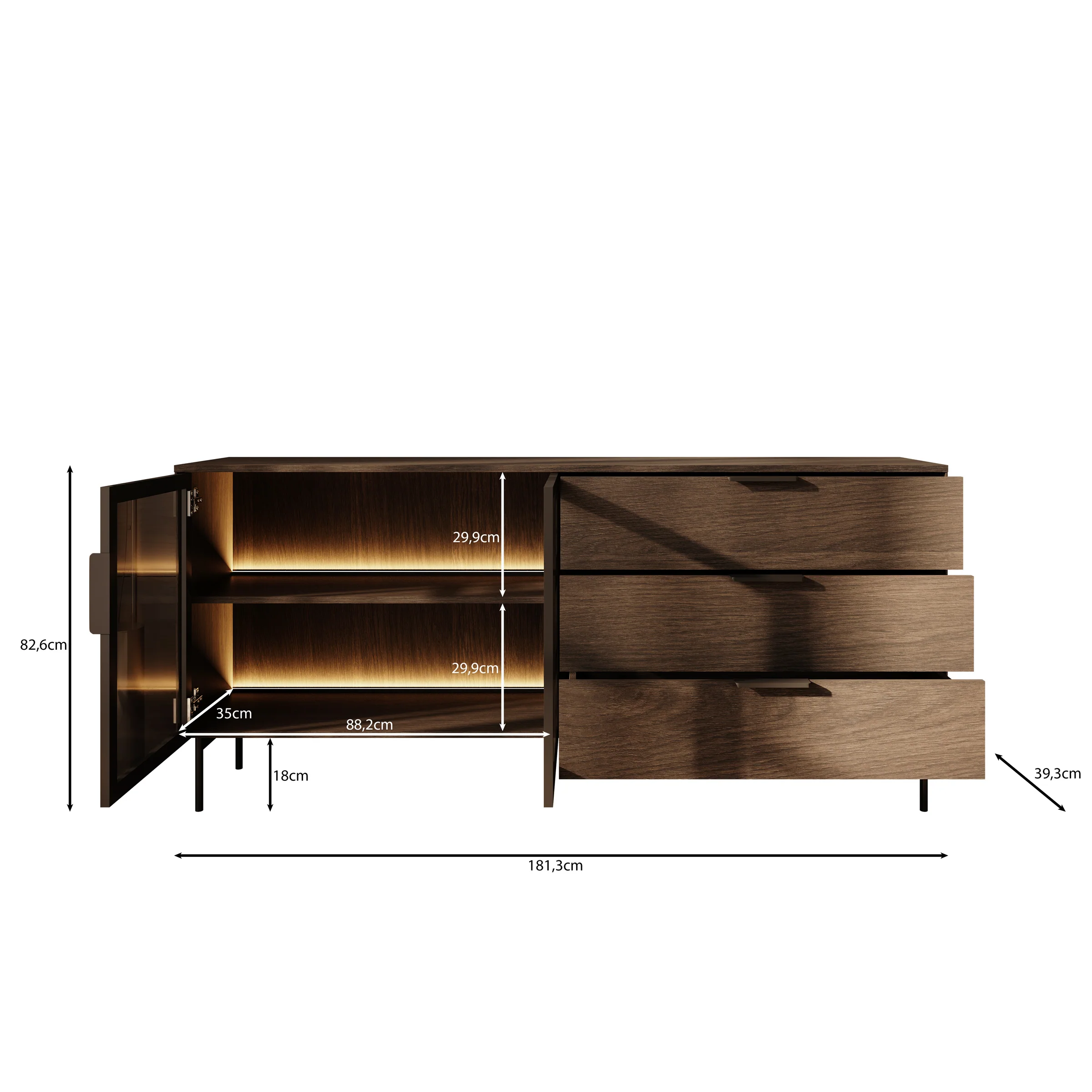Lomo - Dressoir 3 lades - Beige - 181x39x83 cm - Image 5