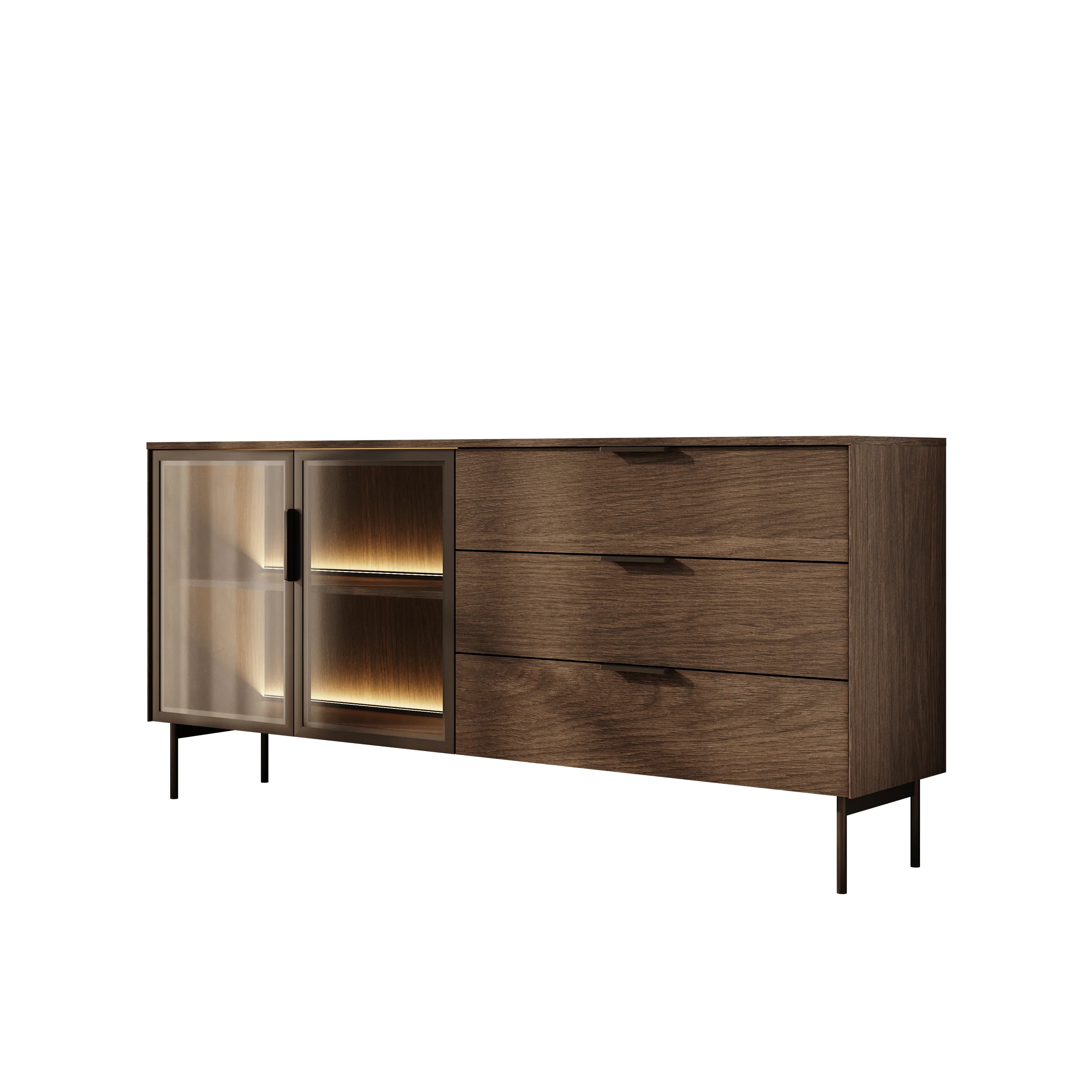 Lomo - Dressoir 3 lades - Donker eiken - 181x39x83 cm - Image 7