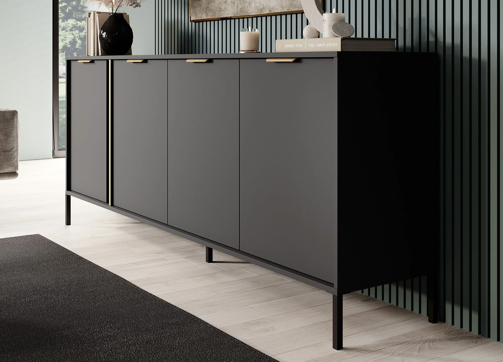 Loren - Dressoir - Antraciet - 203x40x81 cm - Image 4
