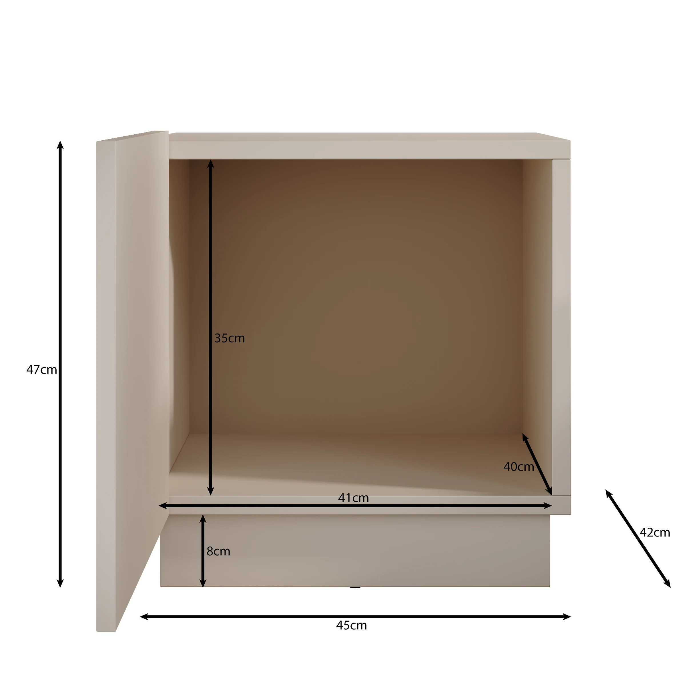 Lucera - Nachtkastje - Beige - 45x42x47 cm - Image 4