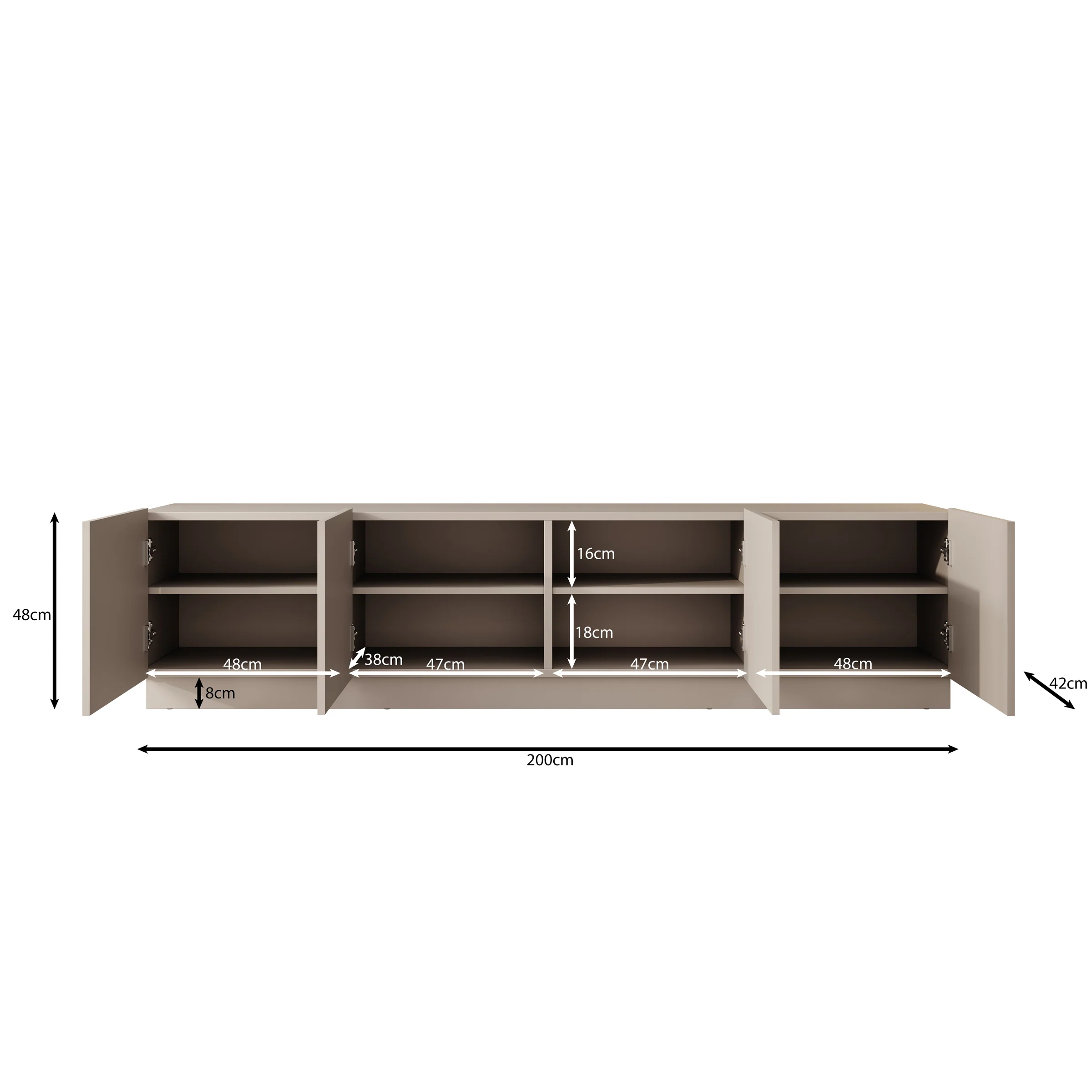 Lucera - TV-Meubel - Beige - 200x42x48 cm - Image 5
