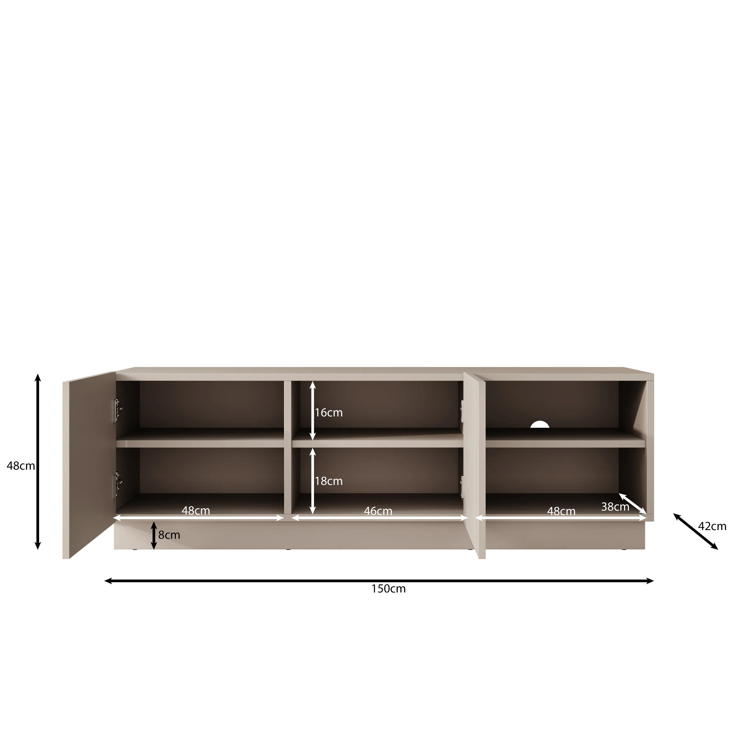 Lucera - TV-Meubel - Zwart - 150x42x48 cm - Image 7