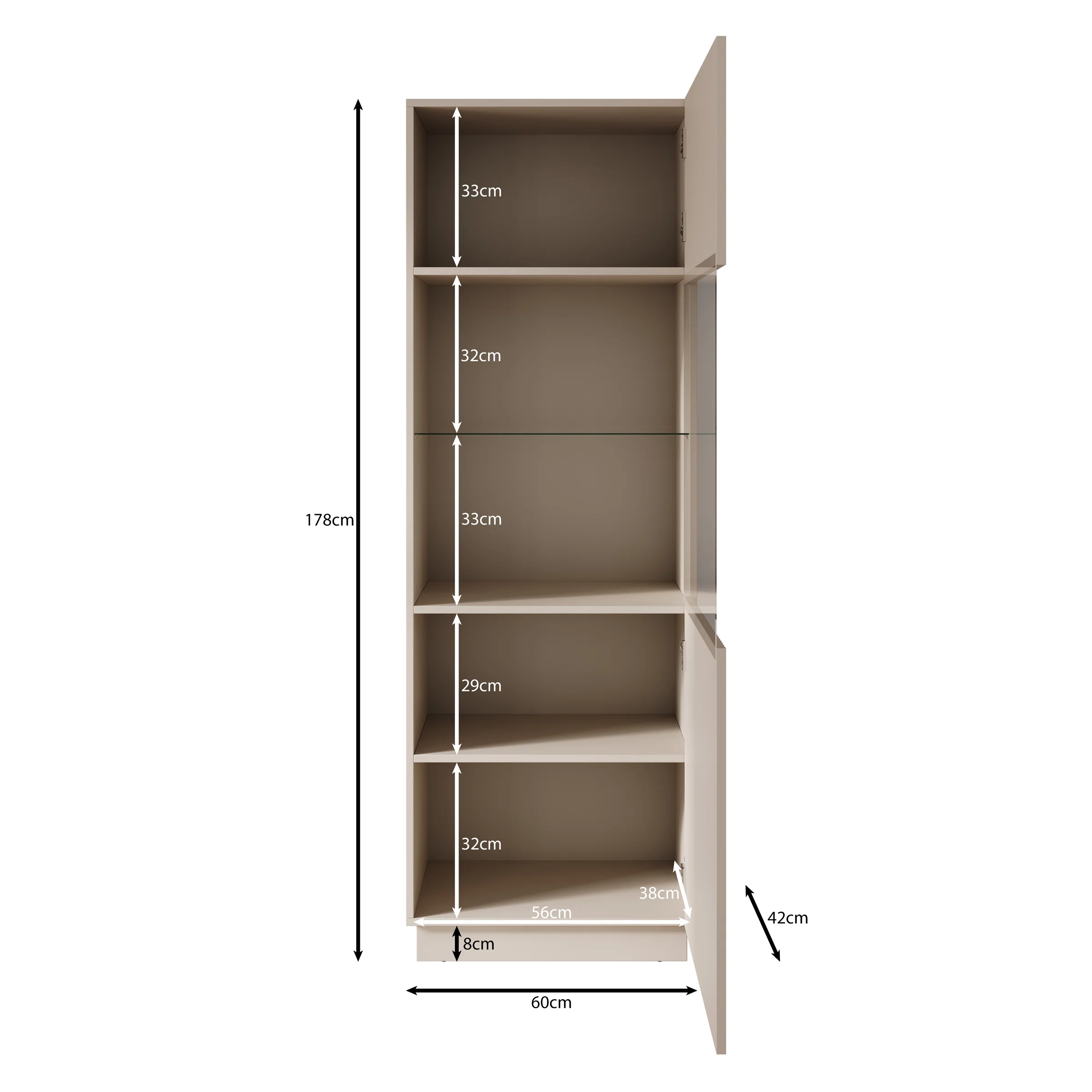 Lucera - Vitrinekast - Zwart - 60x42x178 cm - Image 5