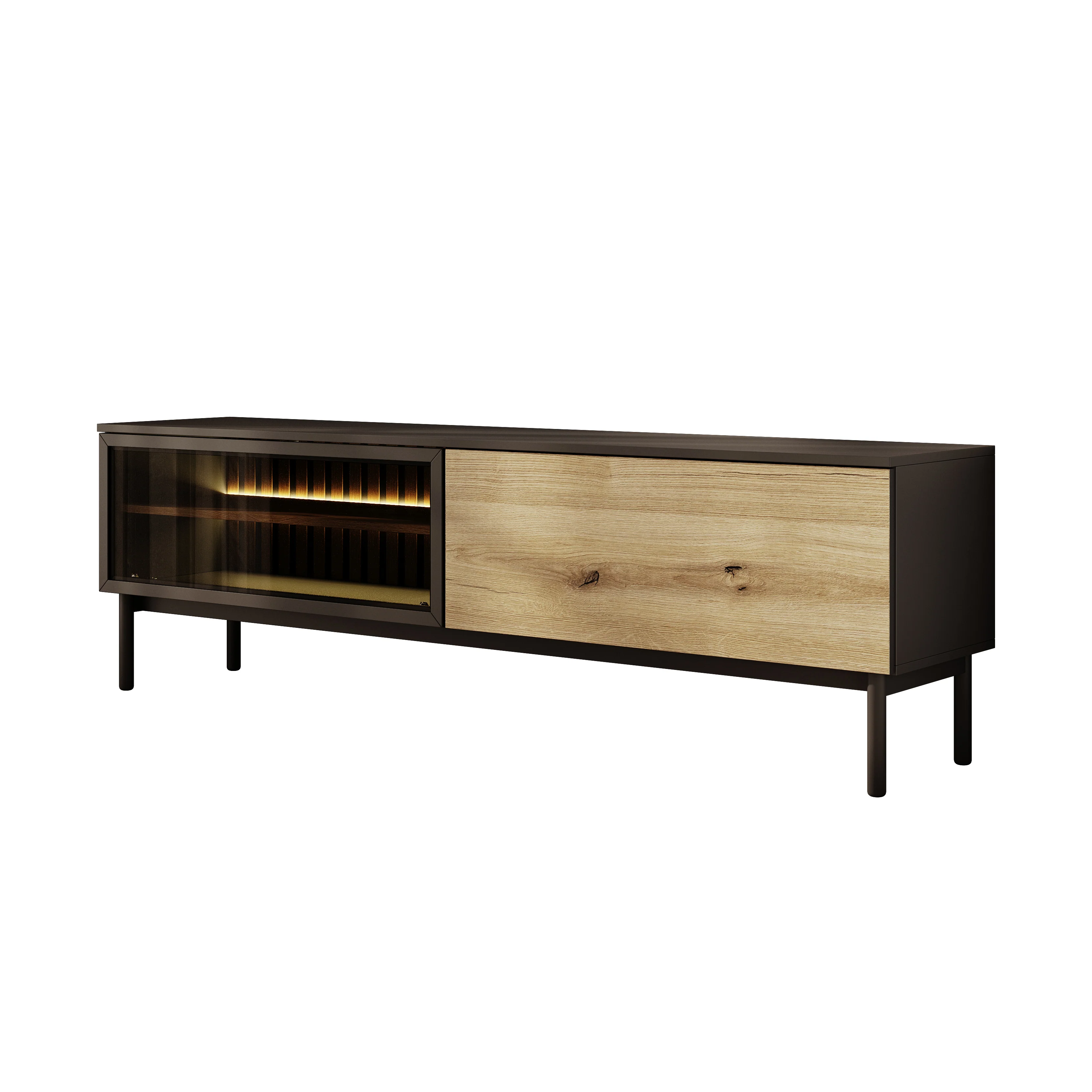 Ludwig - TV-Meubel met verlichting - Zwart/eiken - 180 cm - Image 6