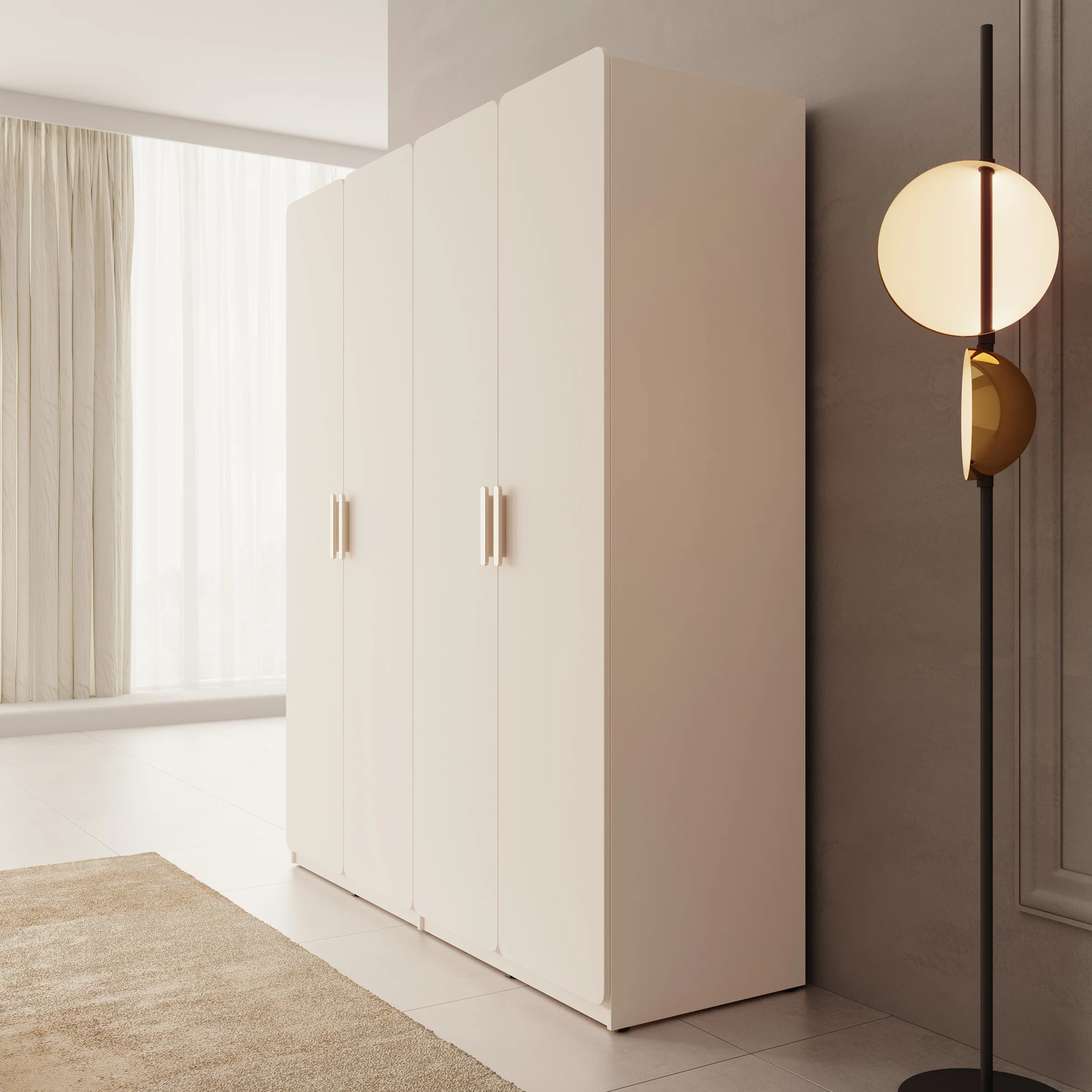 Luzon - Kledingkast 4 deurs - Beige - 179x58x210 cm - Image 4