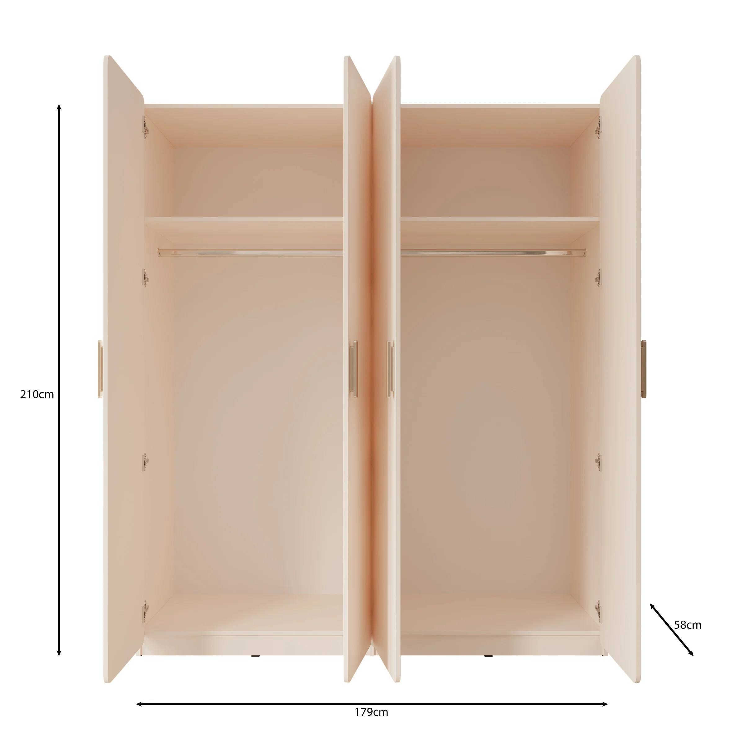 Luzon - Kledingkast 4 deurs - Beige - 179x58x210 cm - Image 5