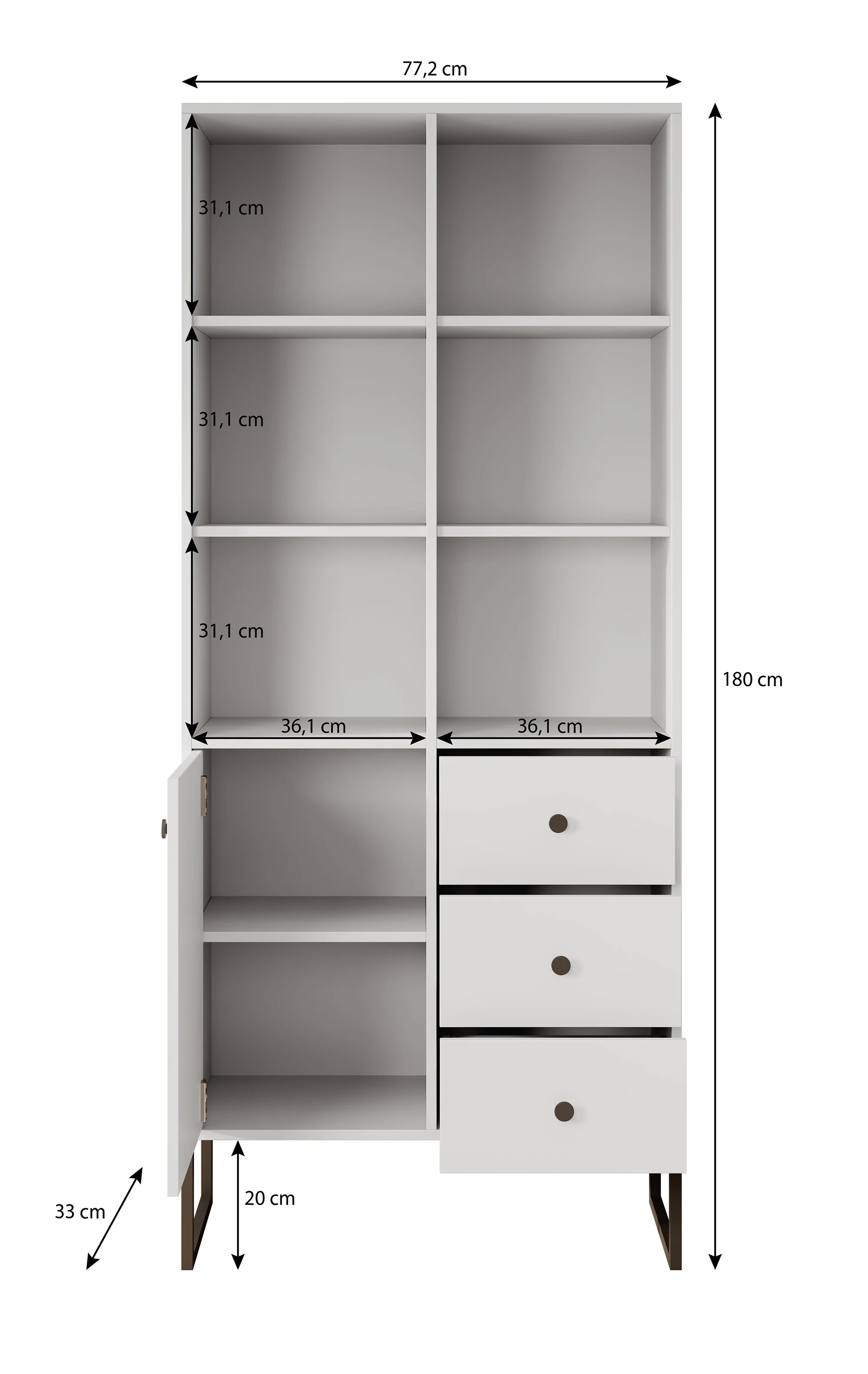 Lyndall - Boekenkast - Beige - 77x33x180 cm - Image 5