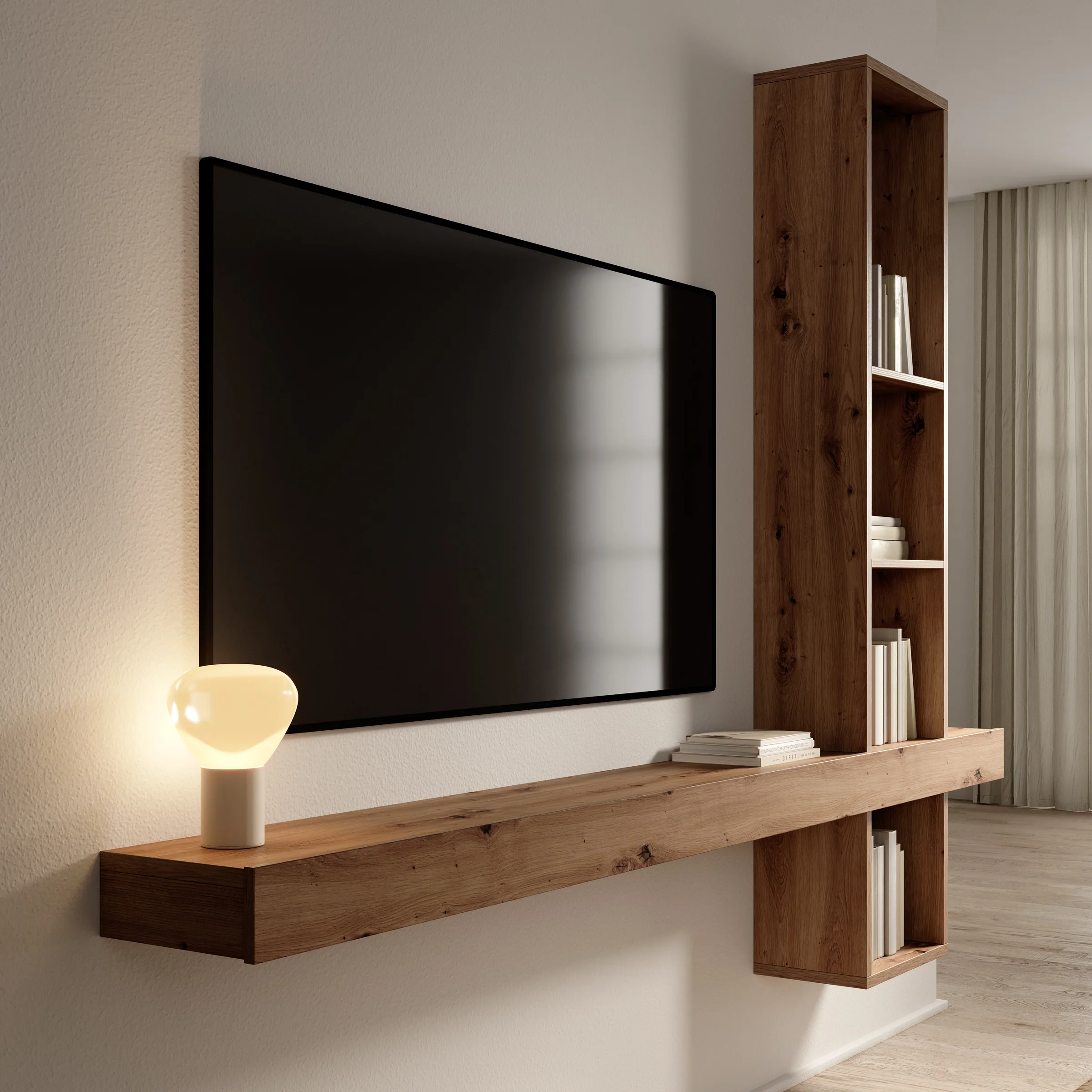 Lynora - Wandkast - Eikenpatroon - 225x25x171 cm - Image 3