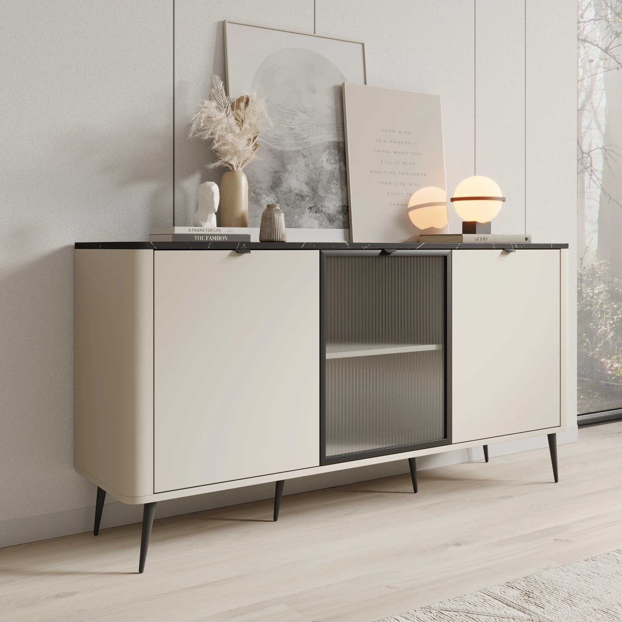 Mace 3 - Dressoir - Beige - 160x40x82 cm