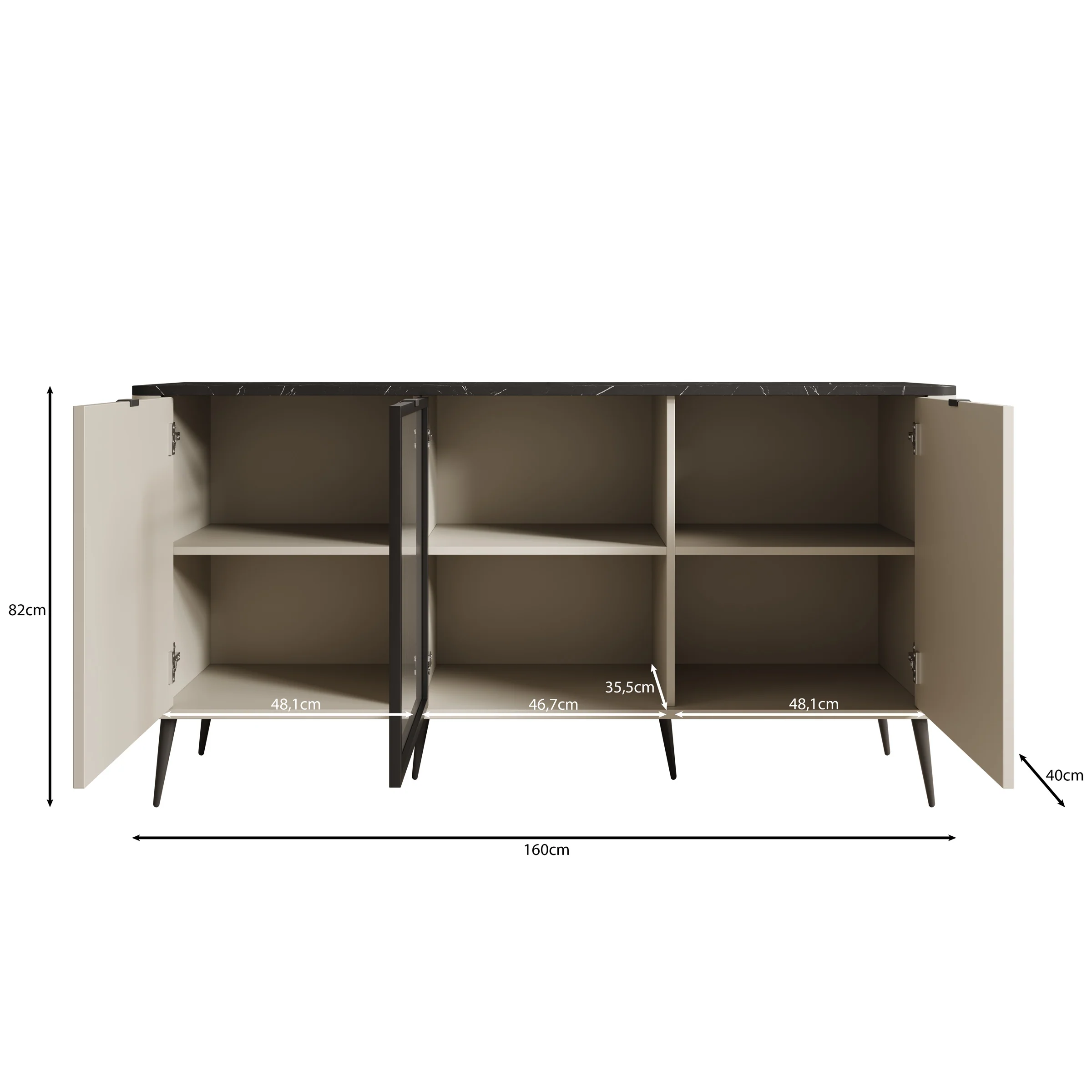 Mace 3 - Dressoir - Beige - 160x40x82 cm - Image 6