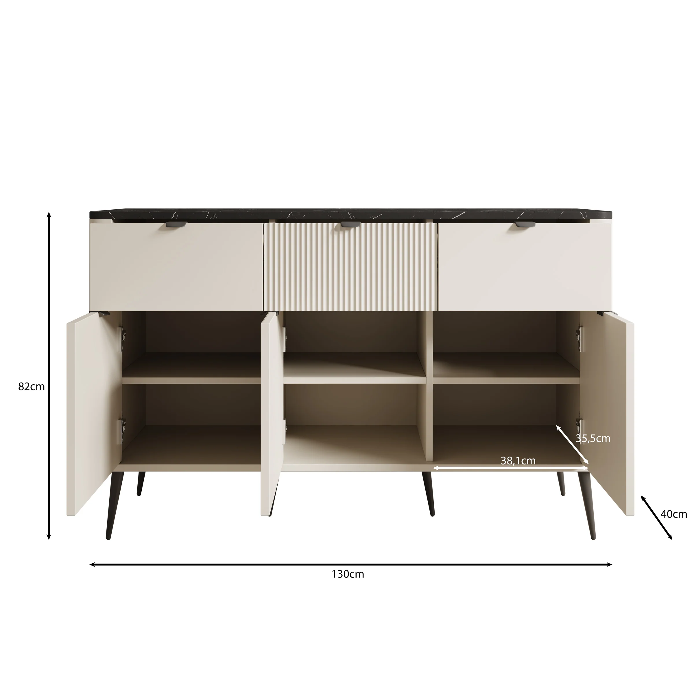Mace - Dressoir - Beige - 130x40x82 cm - Image 6