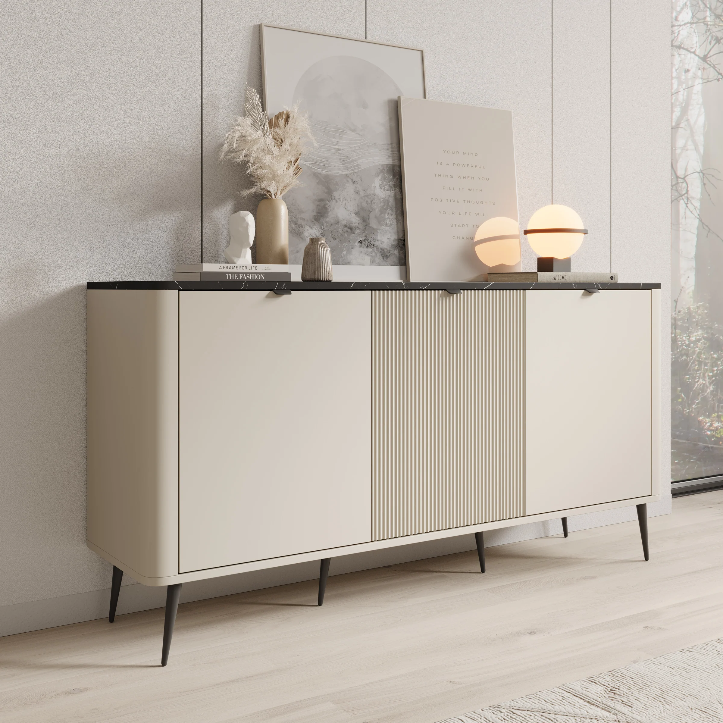 Mace - Dressoir - Beige - 160x40x82 cm