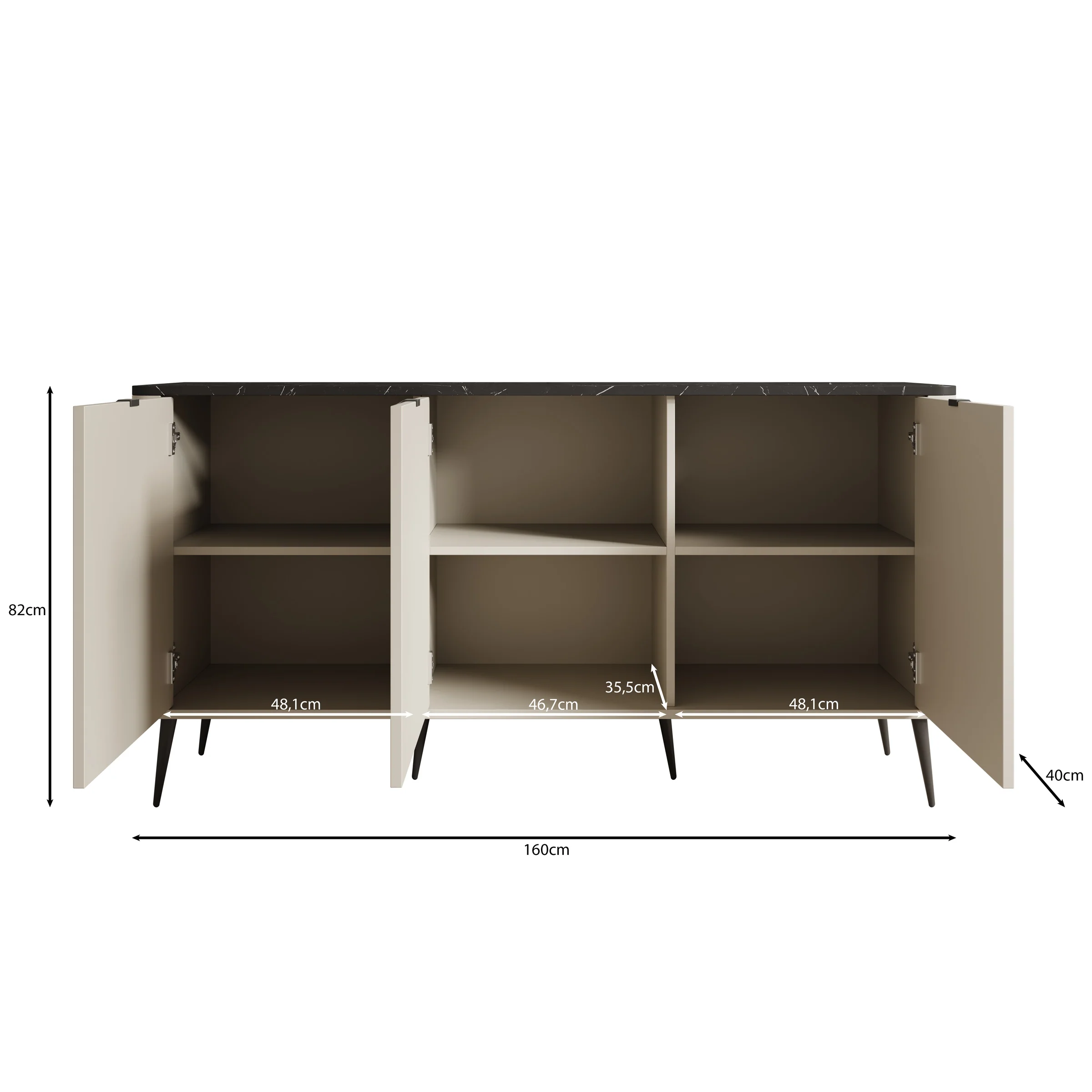 Mace - Dressoir - Beige - 160x40x82 cm - Image 6