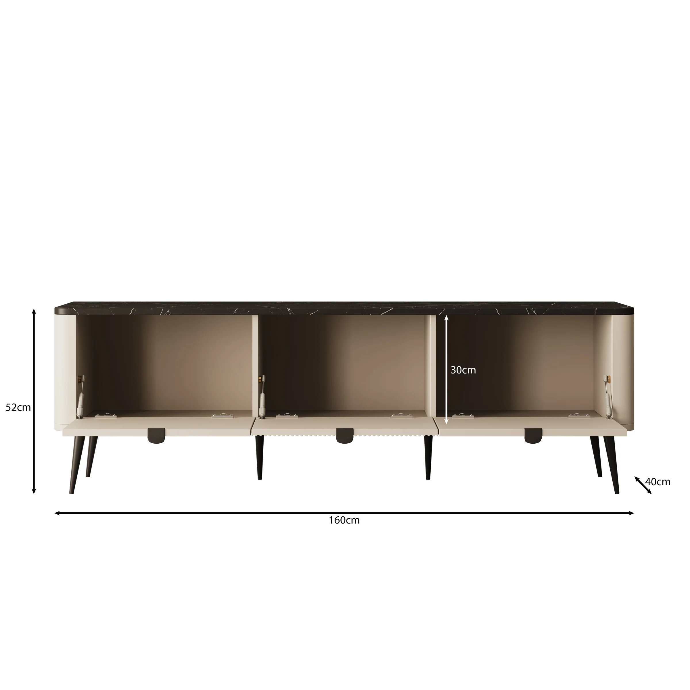 Mace - TV-Meubel met 3 deuren - Beige - 160x40x52 cm - Image 6