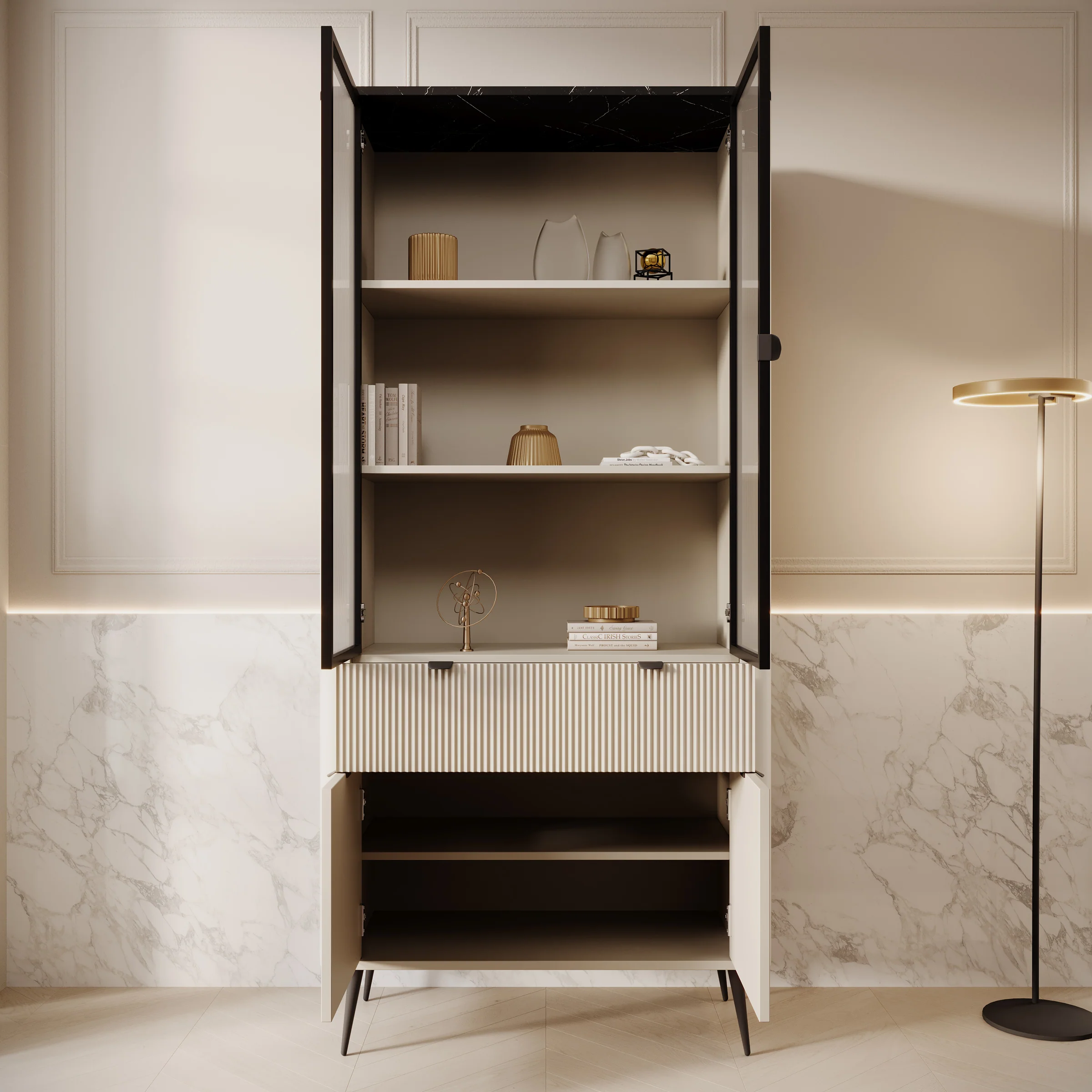 Mace - Vitrinekast - Beige - 90x40x191 cm - Image 2