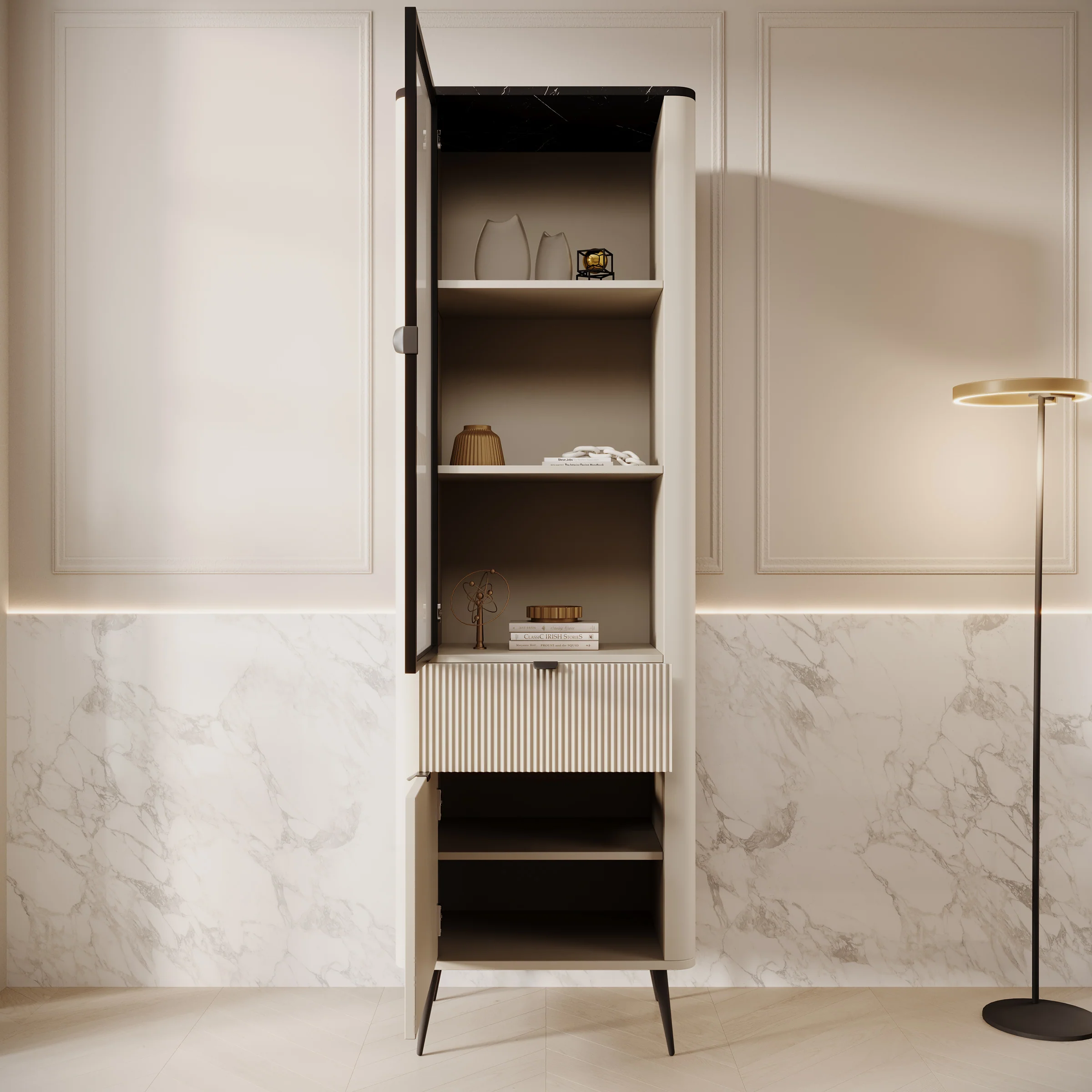 Mace - Vitrinekast - Beige - 60x40x191 - Image 2