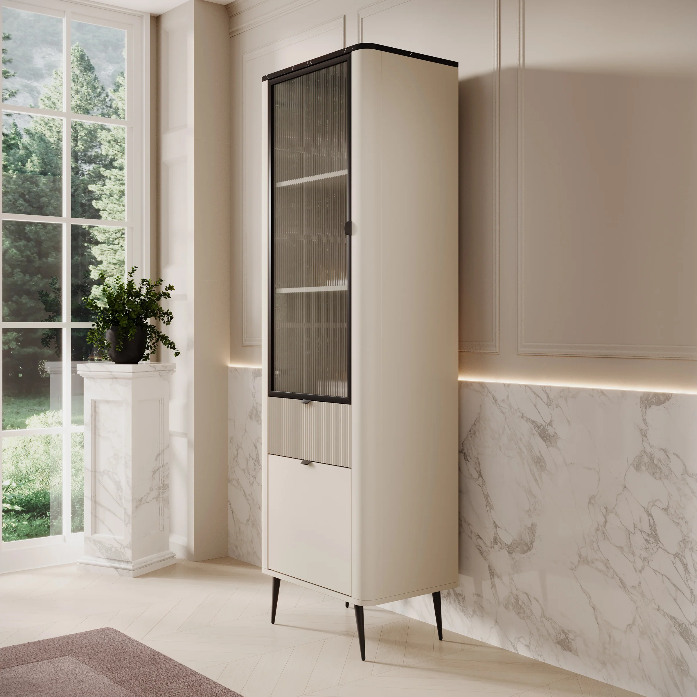 Mace - Vitrinekast - Beige - 60x40x191 - Image 4
