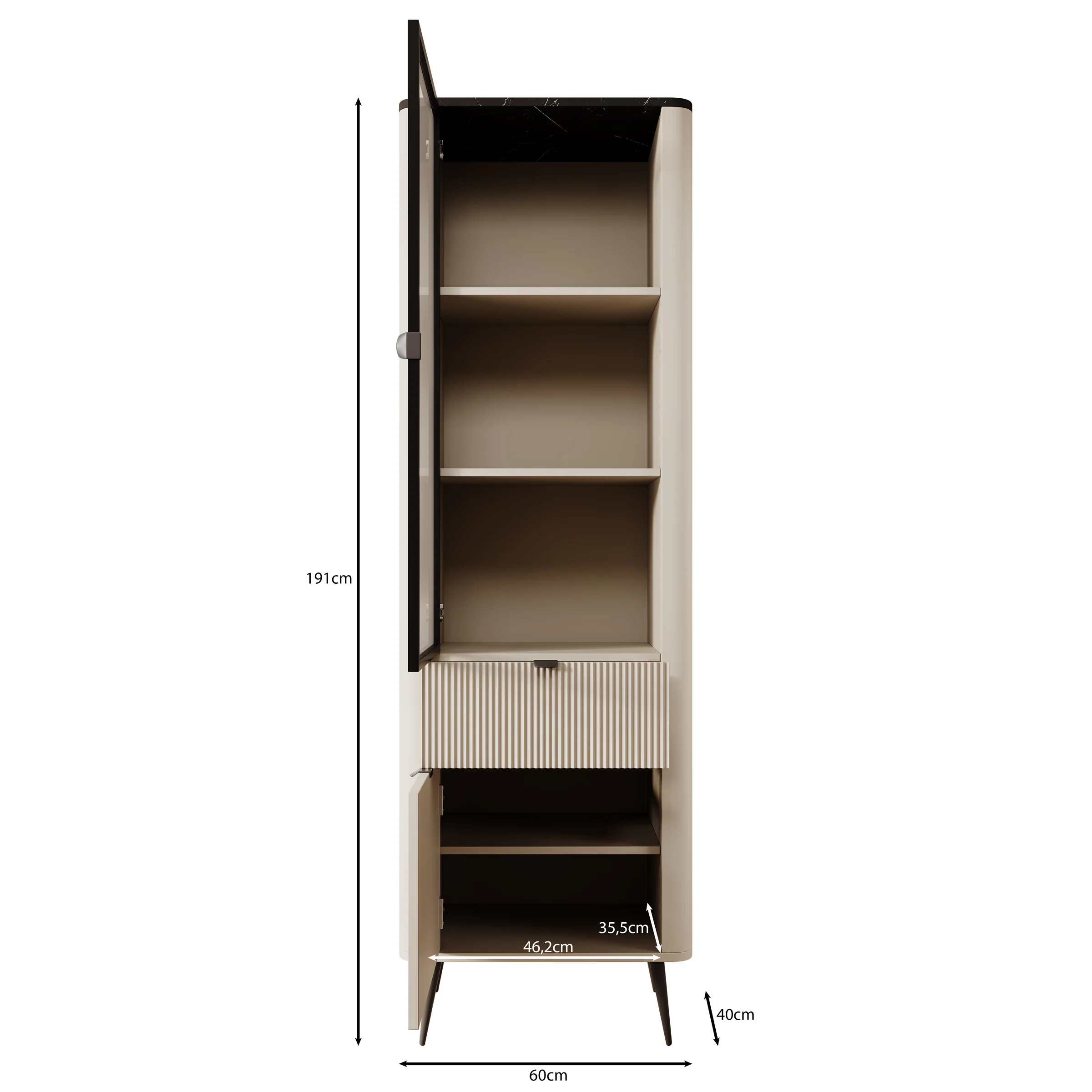 Mace - Vitrinekast - Beige - 60x40x191 - Image 5