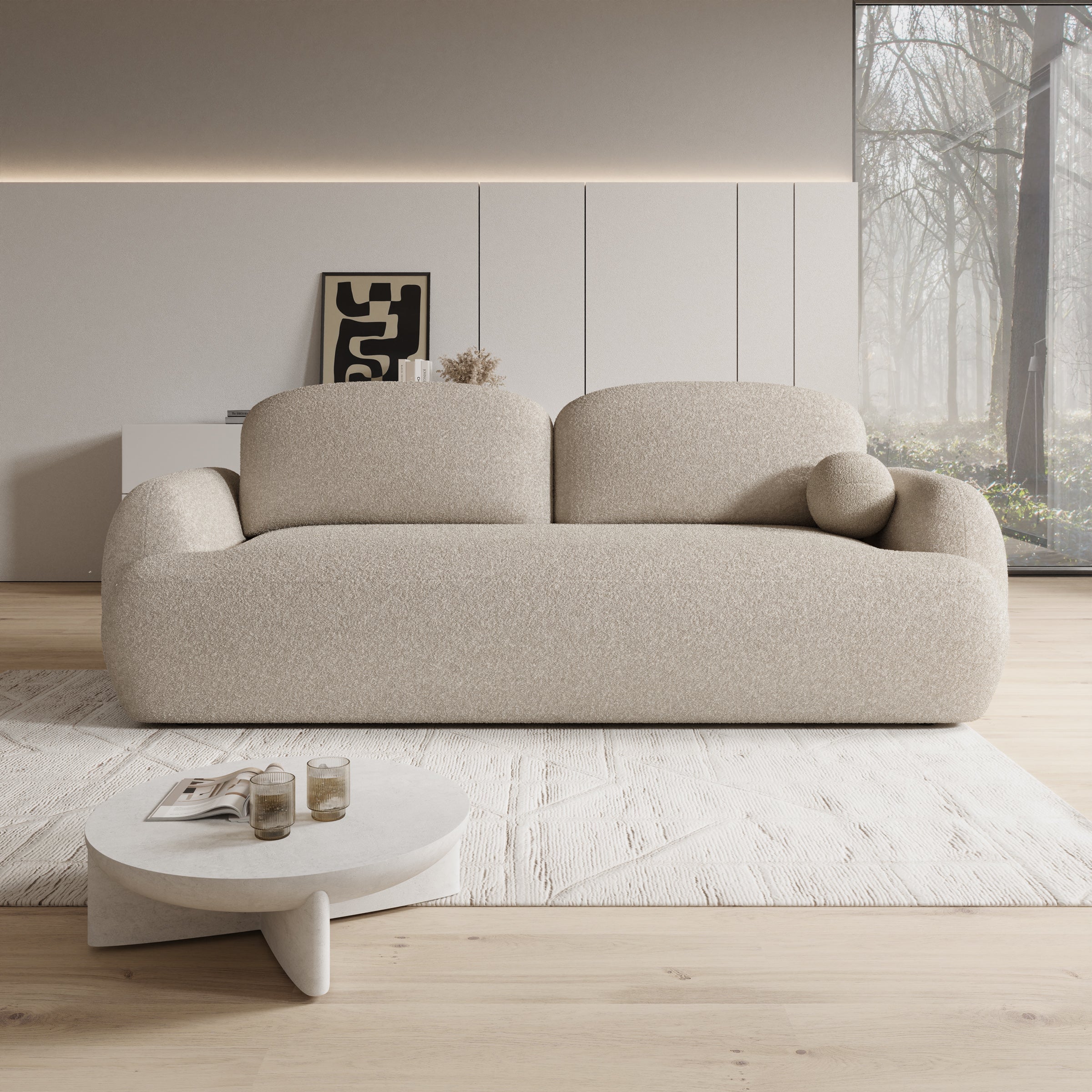 Malaga - Slaapbank - Teddystof beige - 256x115x85 cm - Image 4