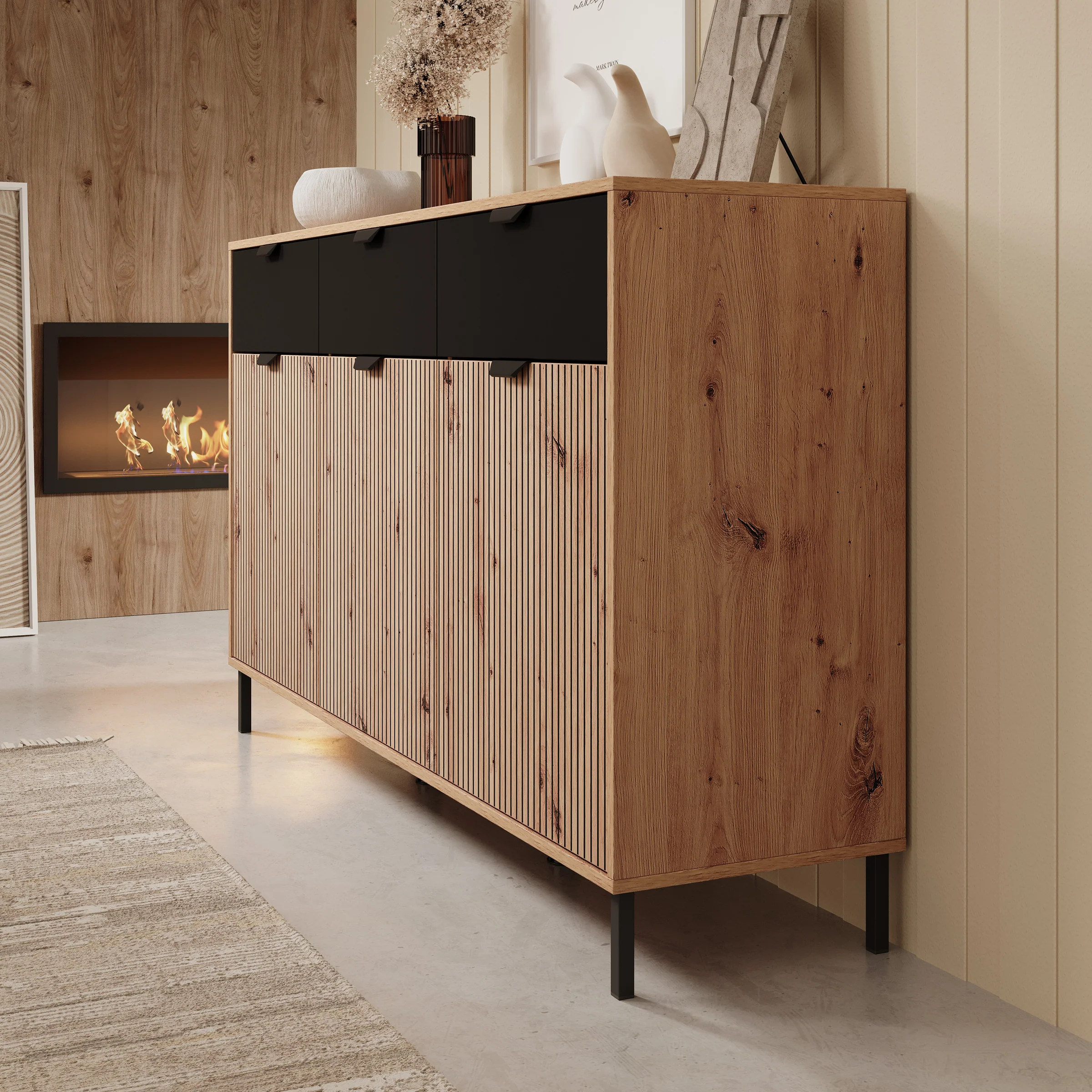 Malaika - Dressoir - Beige - 157x40x93 cm - Image 4