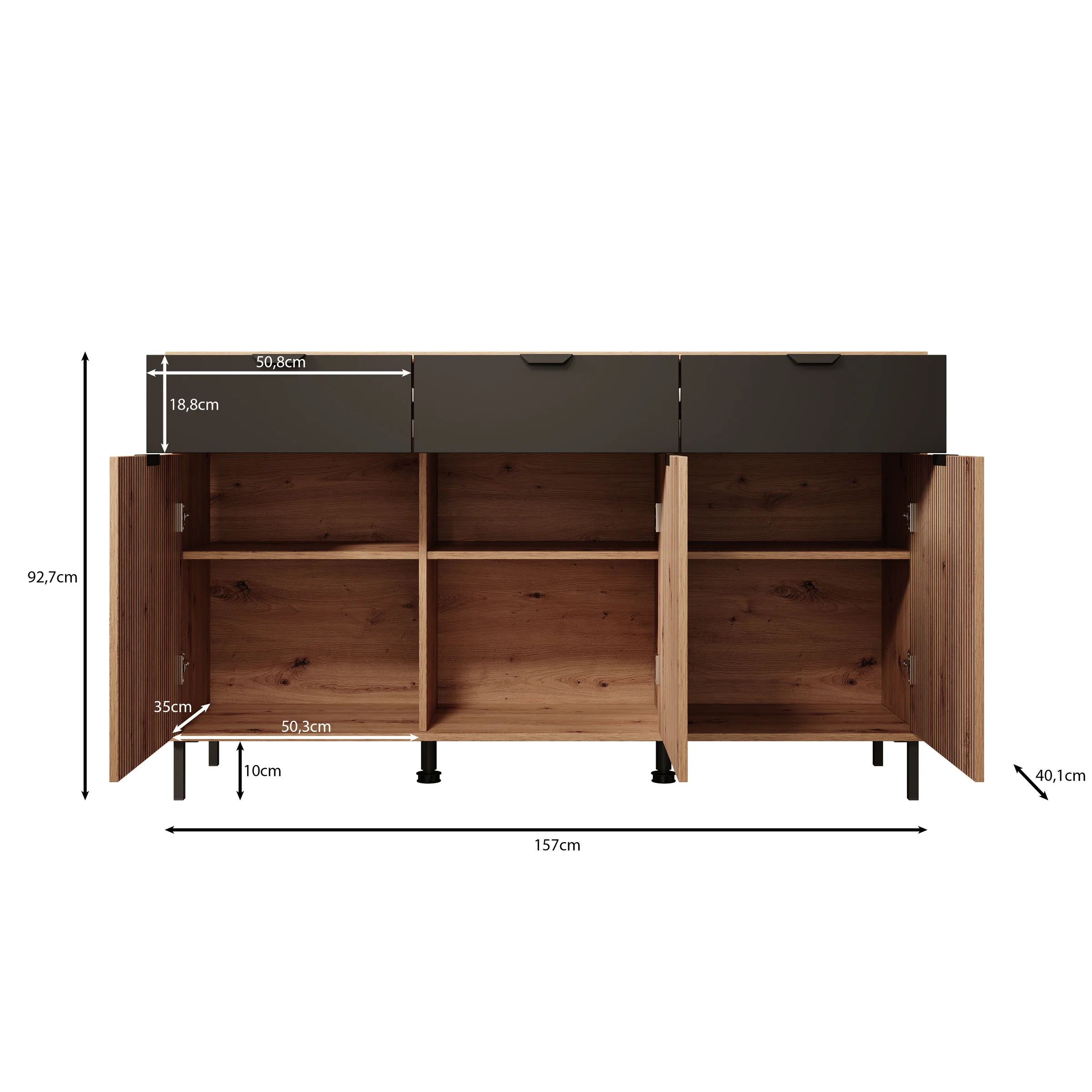 Malaika - Dressoir - Beige - 157x40x93 cm - Image 5