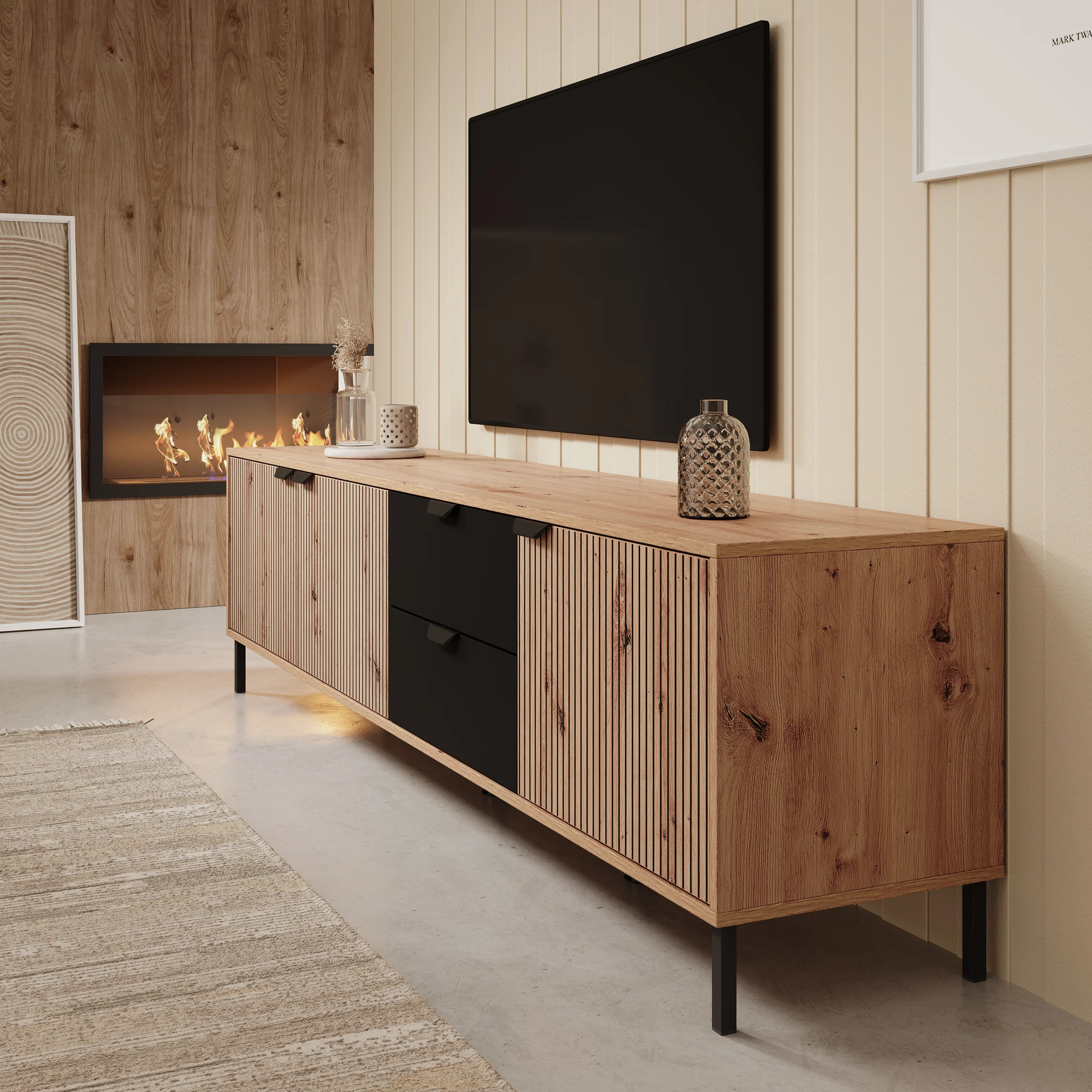 Malaika - TV-Meubel - Eiken - 208x40x54 cm - Image 4