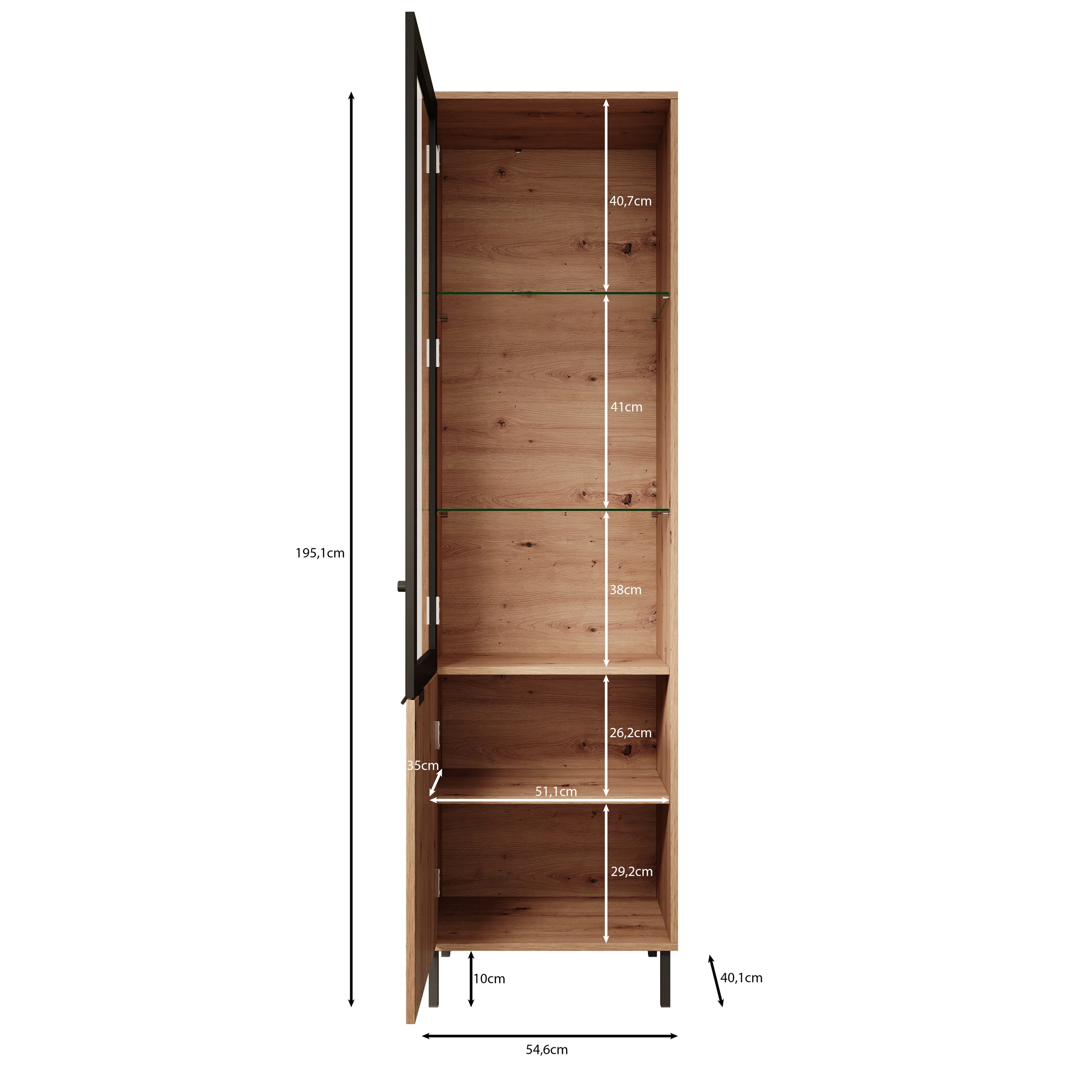Malaika - Vitrinekast - Eiken - 55x40x195 cm - Image 6