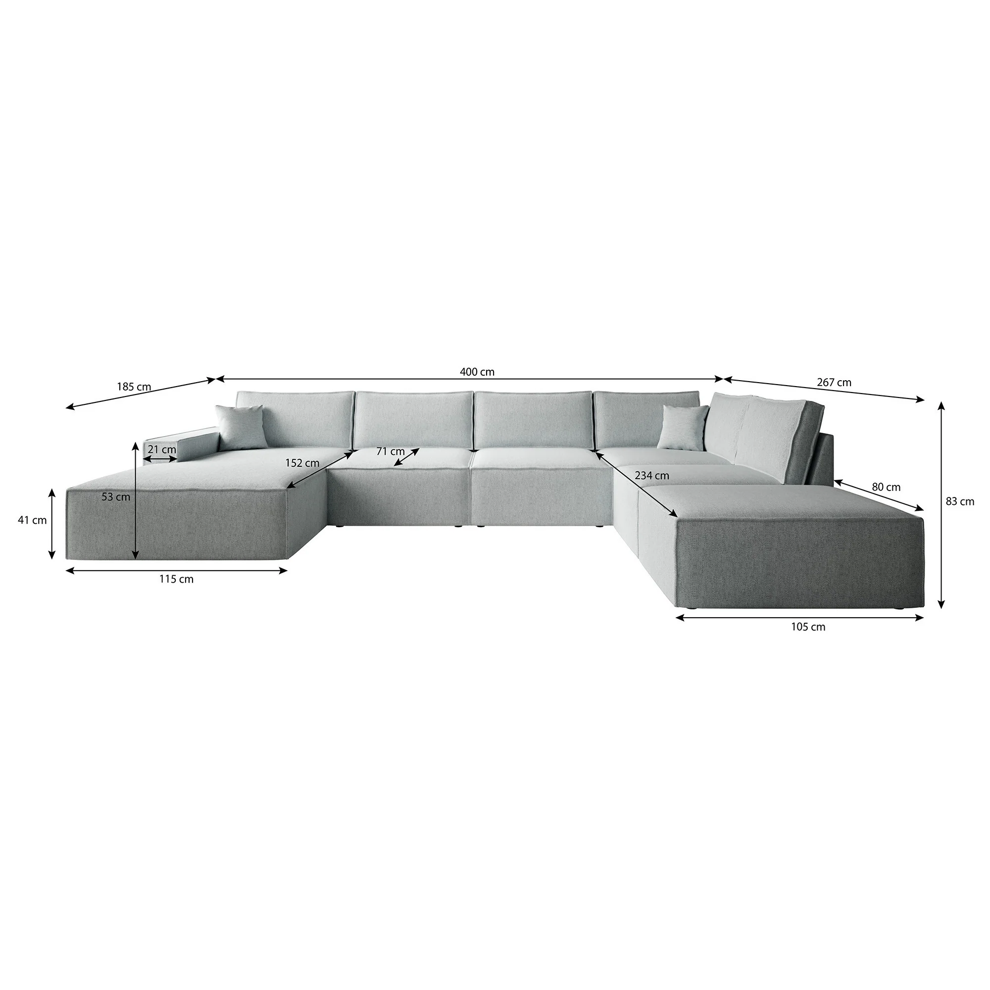 Manolo - Hoekbank 5-zits met chaise longue - Stof beige - Links - Image 6