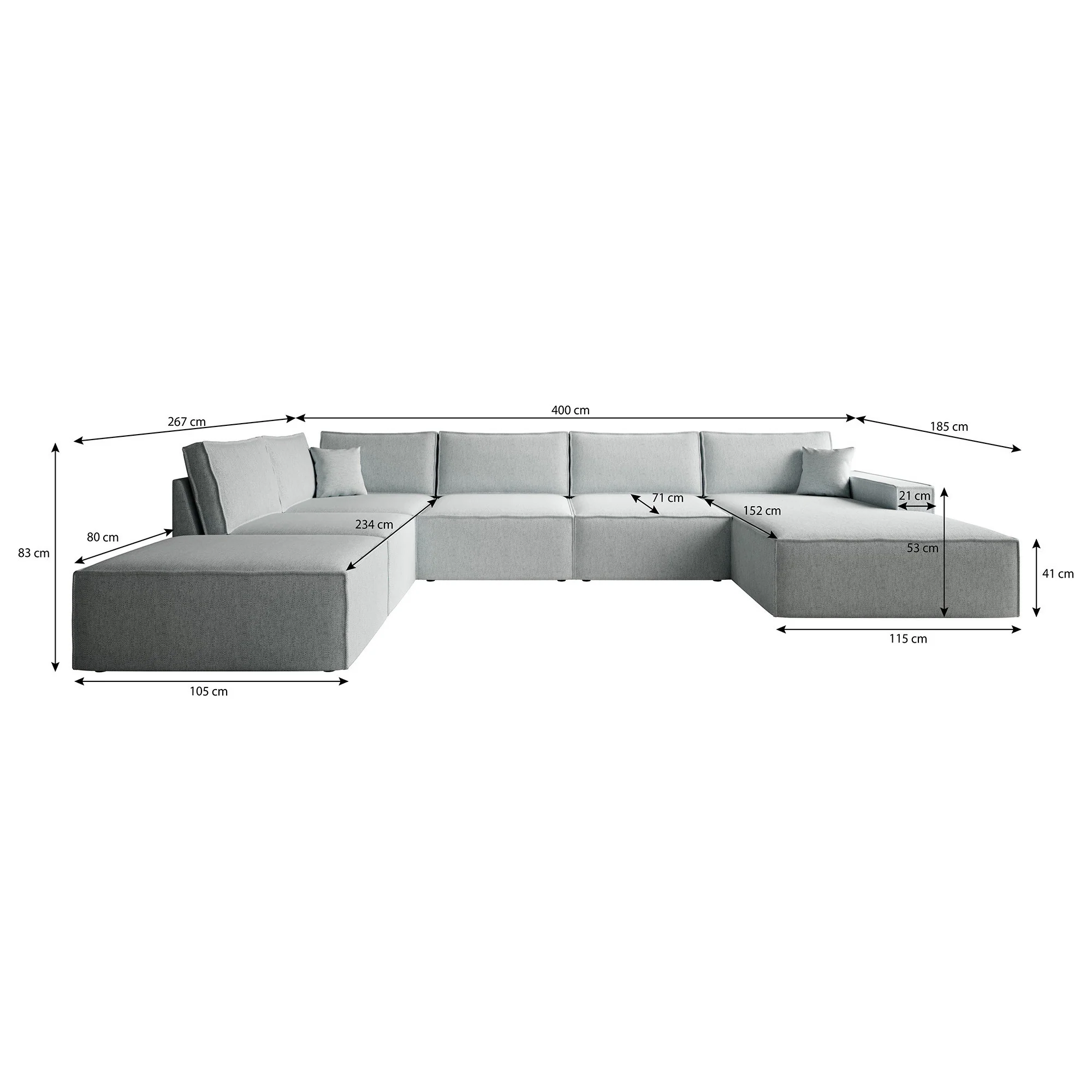 Manolo - Hoekbank 5-zits met chaise longue - Stof beige - Rechts - Image 6