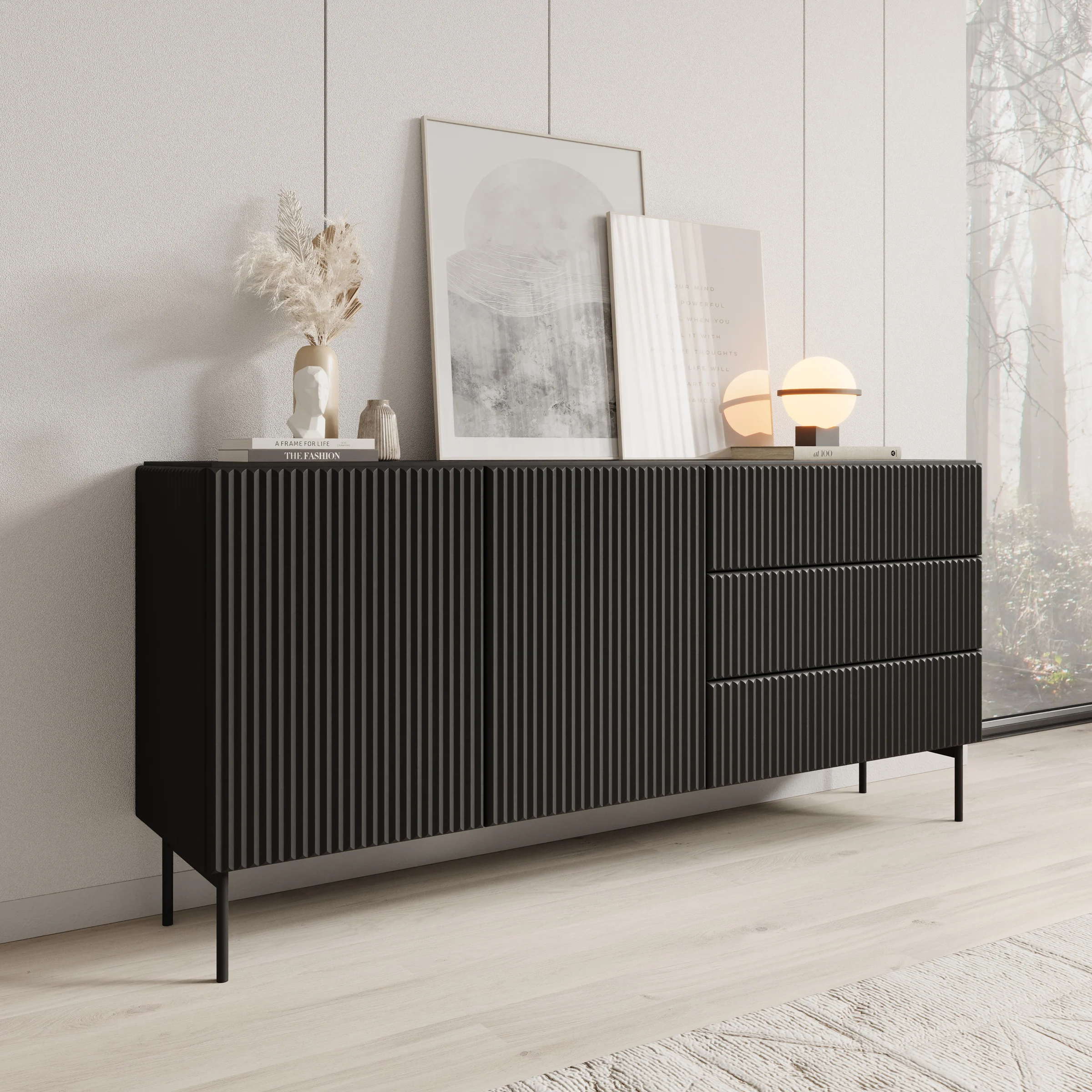 Marajo - Dressoir - Zwart - 177x40x81 cm