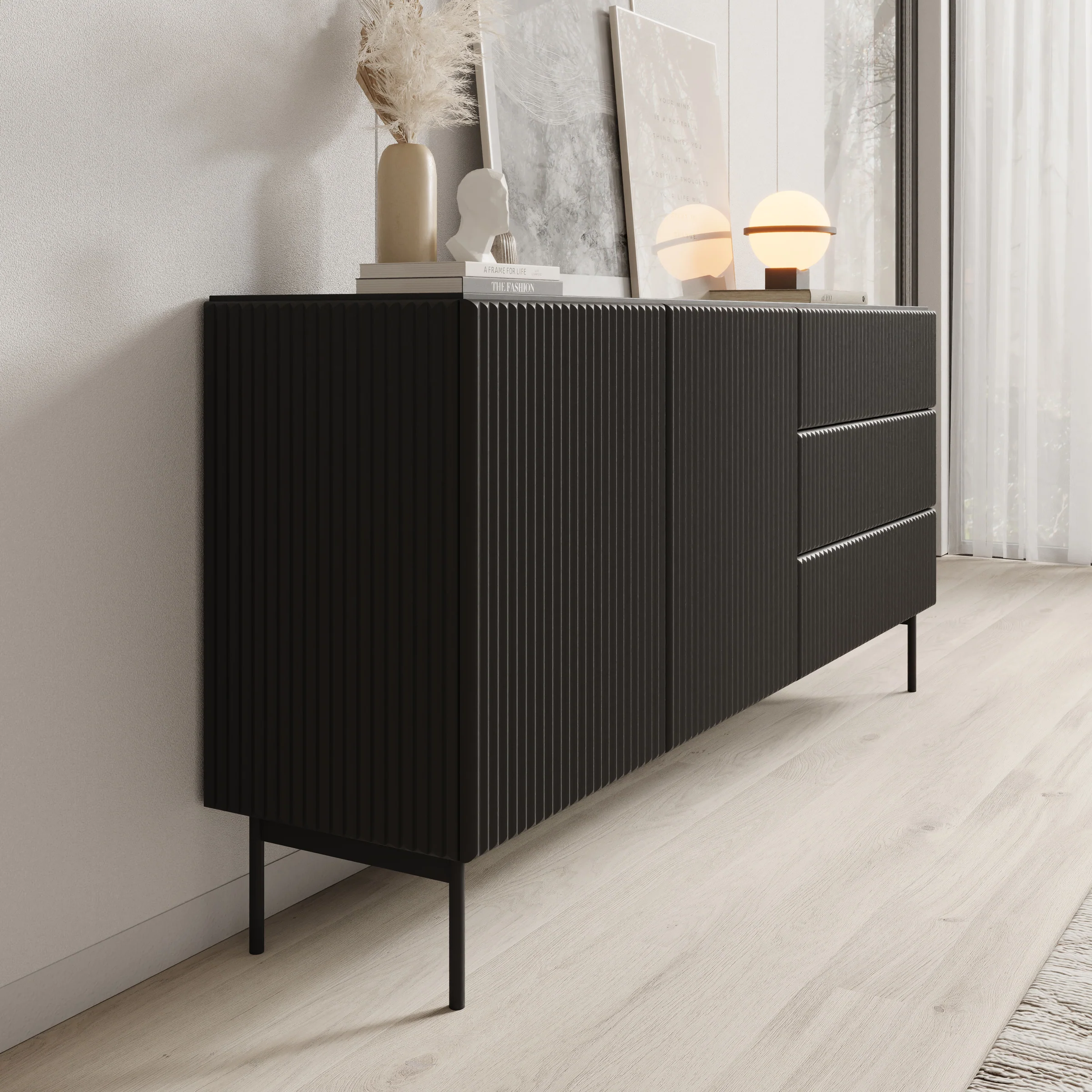 Marajo - Dressoir - Zwart - 177x40x81 cm - Image 4