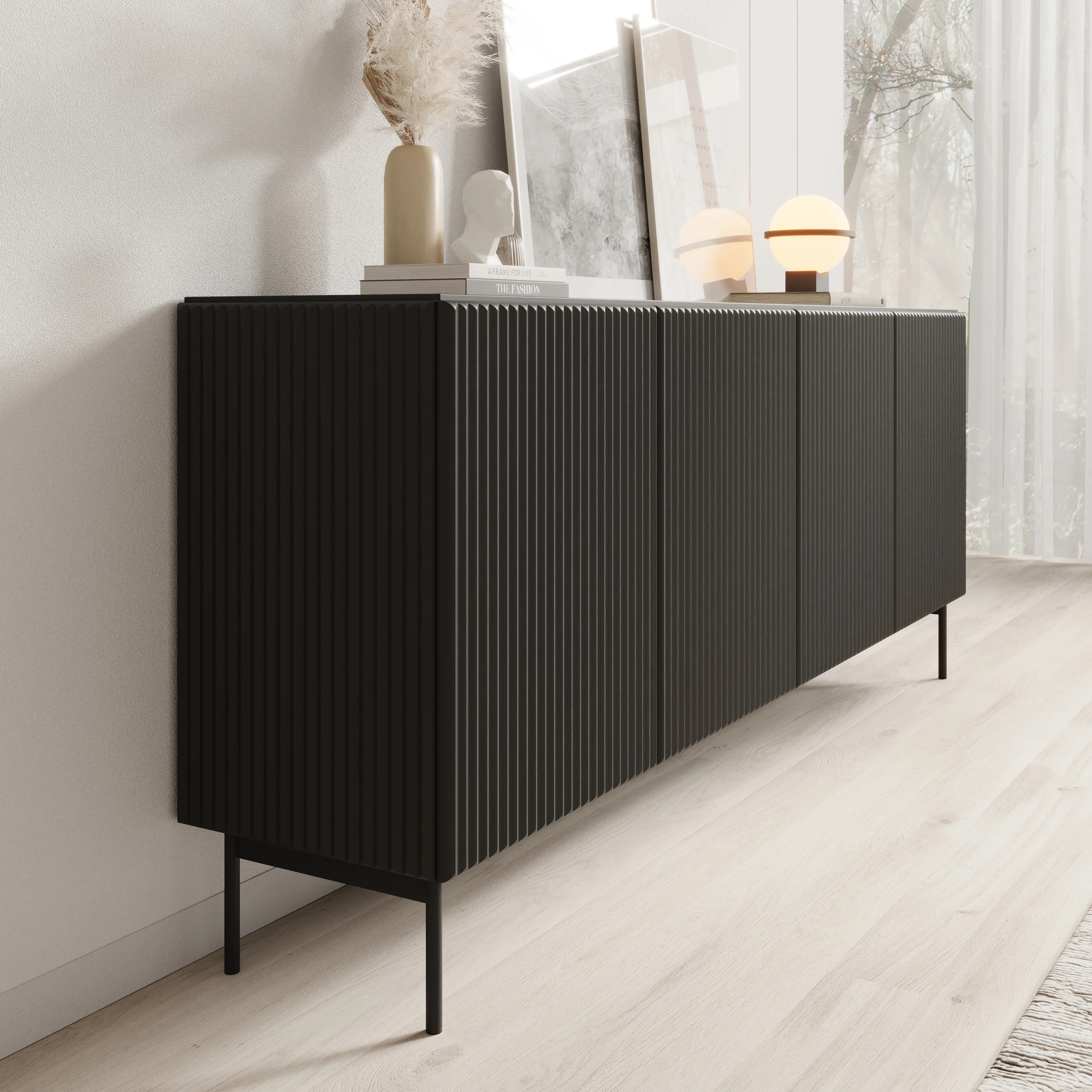 Marajo - Dressoir - Zwart - 195x40x81 cm - Image 4