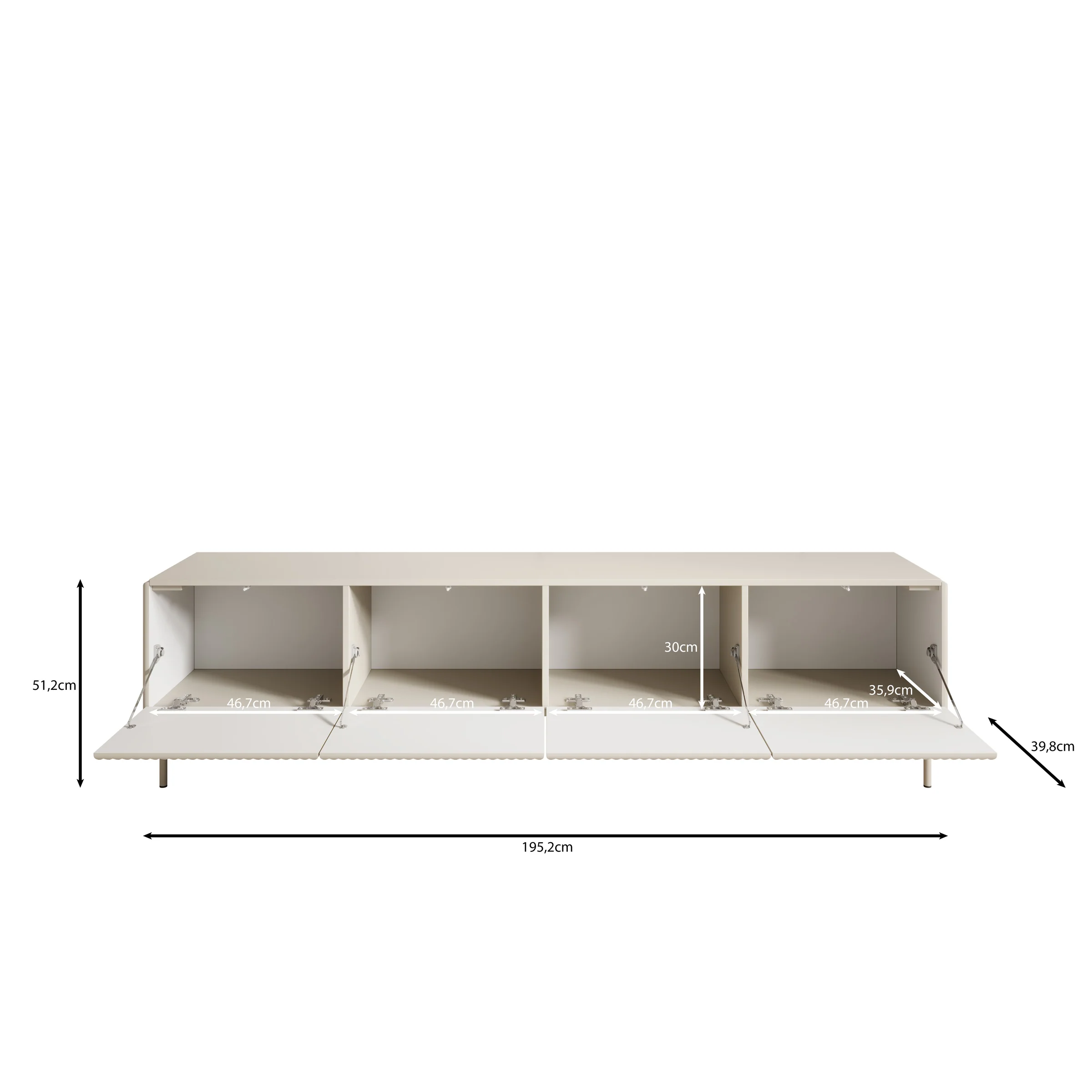Marajo - TV-Meubel - Beige - 195x40x51 cm - Image 5