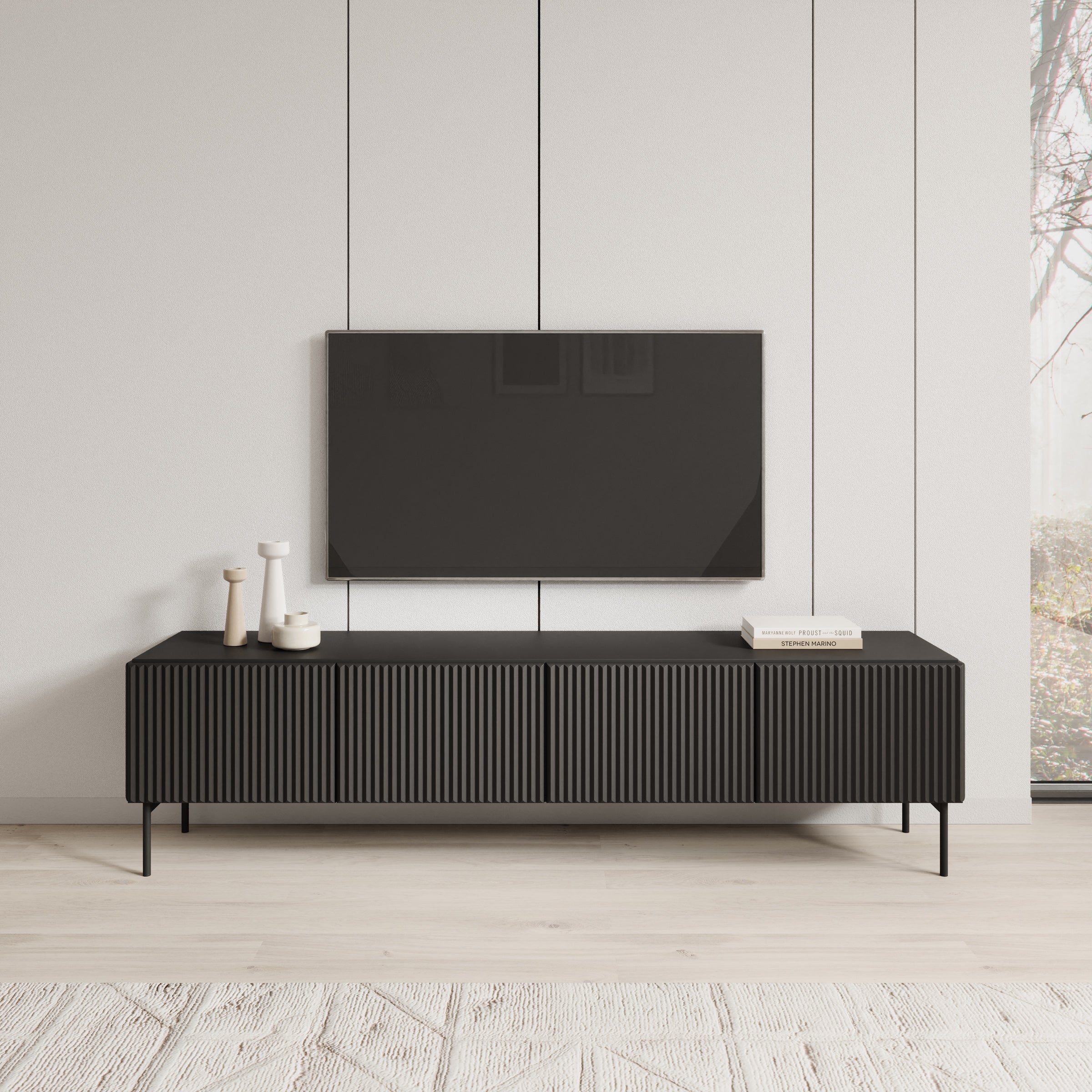 Marajo - TV-Meubel - Zwart - 195x40x51 cm - Image 3