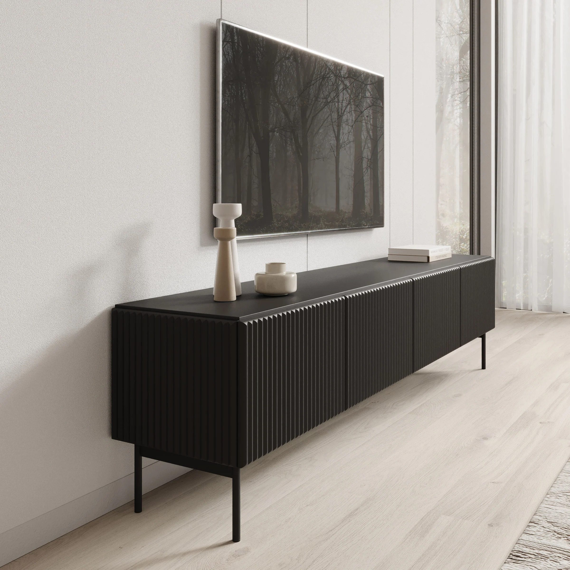 Marajo - TV-Meubel - Zwart - 195x40x51 cm - Image 4