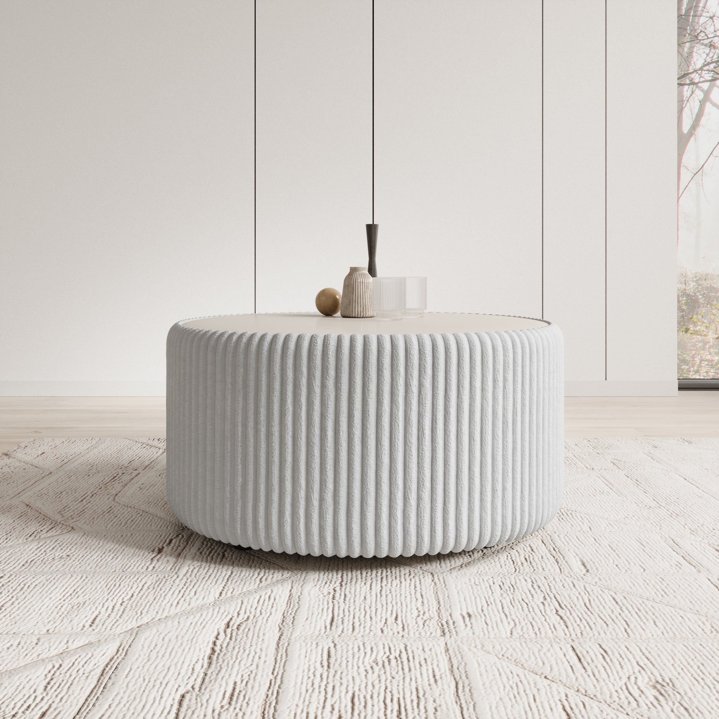 Marano - Salontafel - Fluffy ribstof grijs  - 89x89x42 cm - Image 2