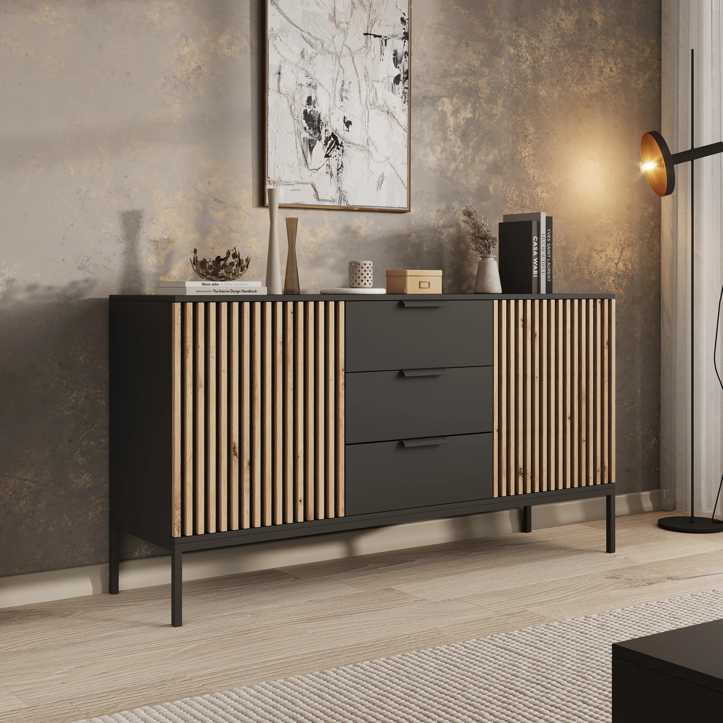 Marbella - Dressoir - Zwart - 150x40x80 cm