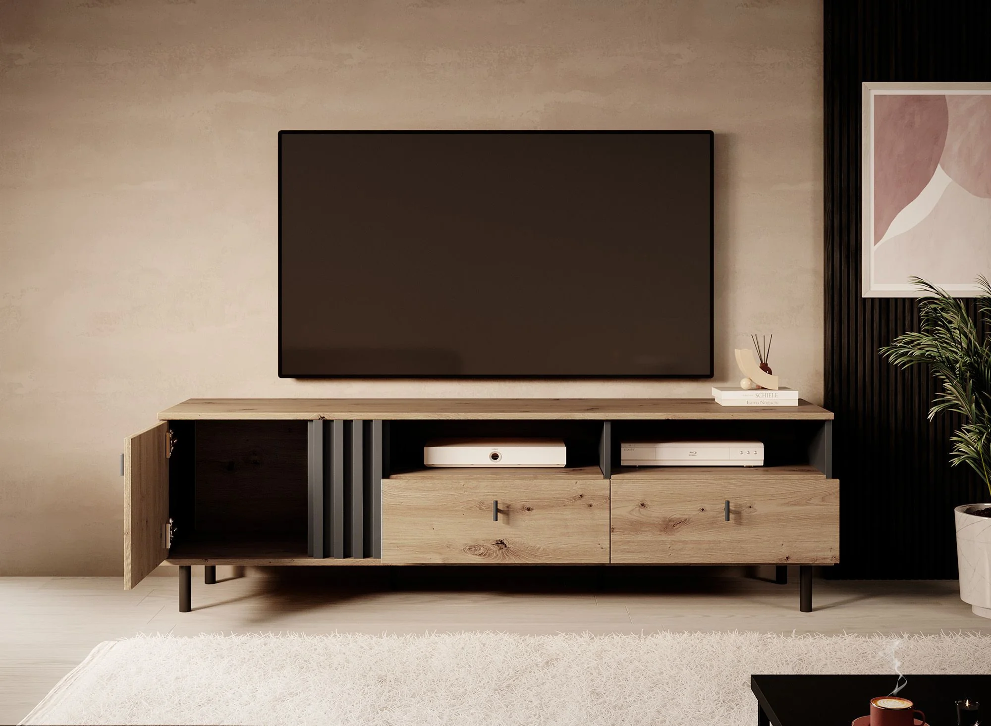 Marcos - TV-Meubel - Eiken/antraciet - 165 cm - Image 3