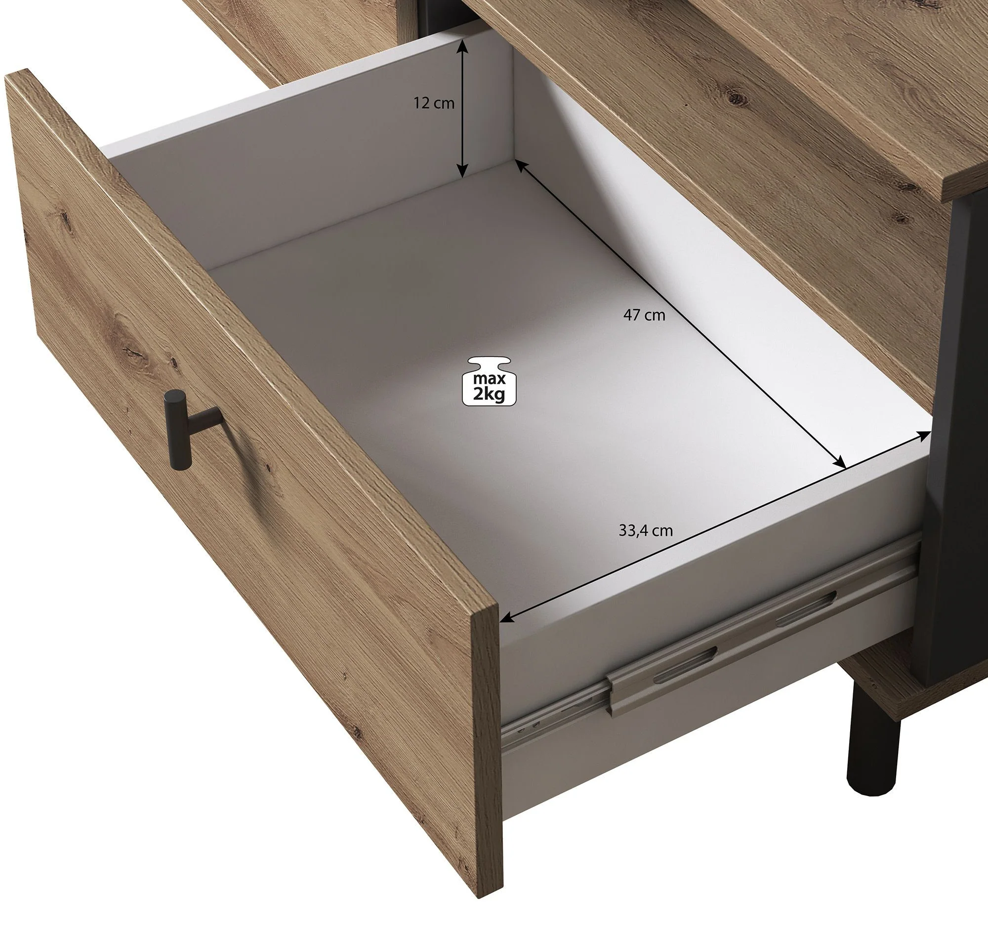 Marcos - TV-Meubel - Eiken/antraciet - 165 cm - Image 4