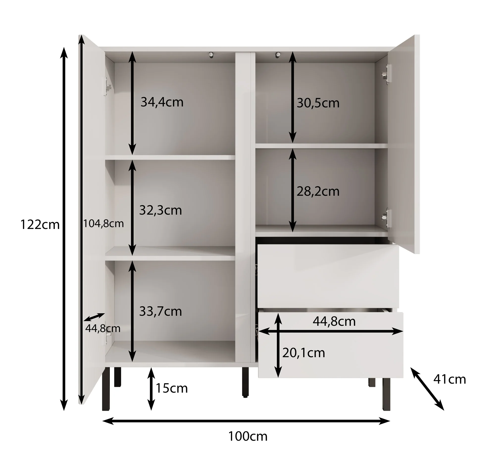 Margareth - Dressoir - Wit - 100x41x122 cm - Image 5