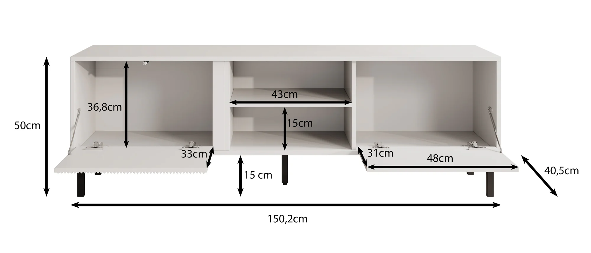 Margareth - TV-Meubel - Wit  - 150 cm - Image 5