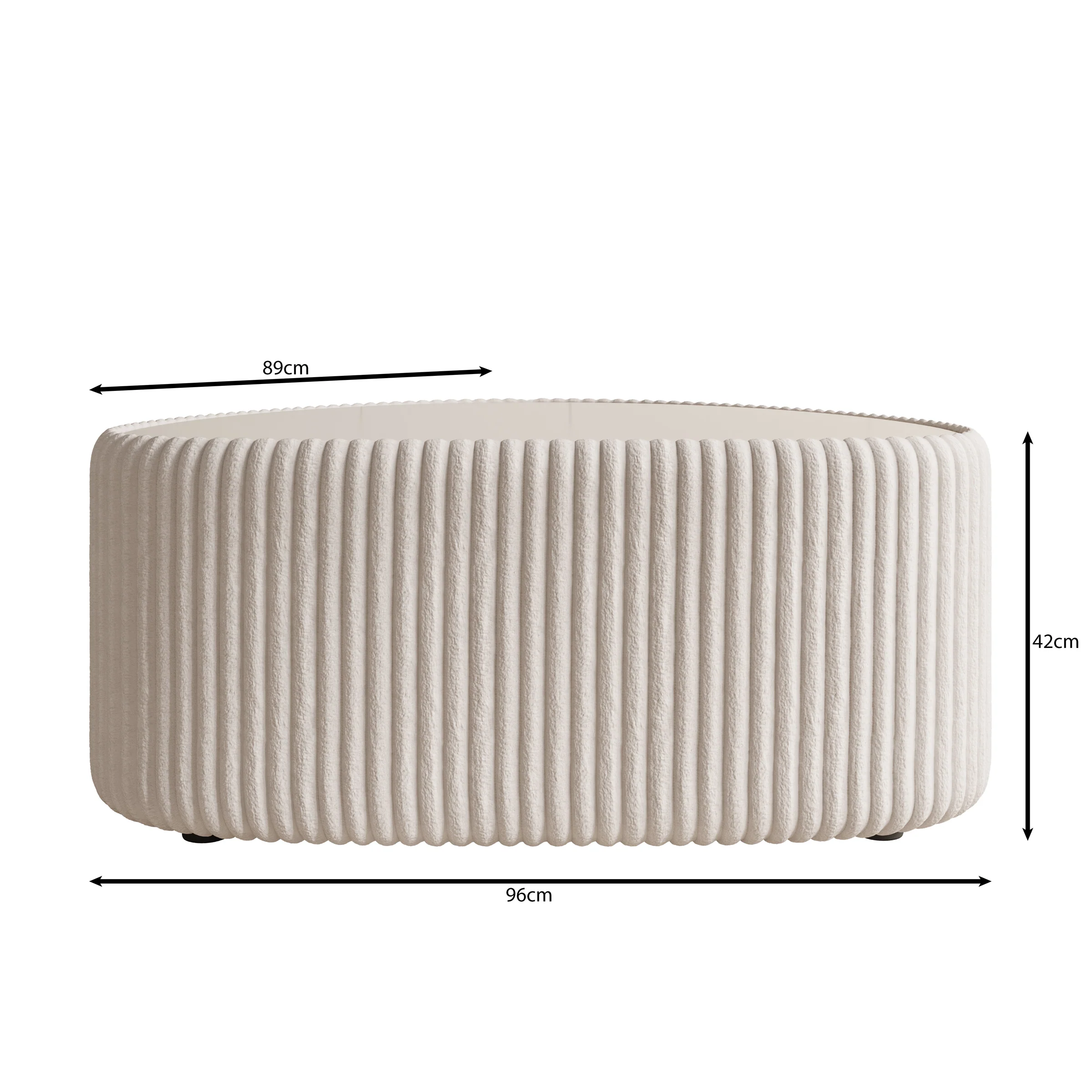 Marlen - Salontafel - Fluffy ribstof wit - 96x89x42 cm - Image 4